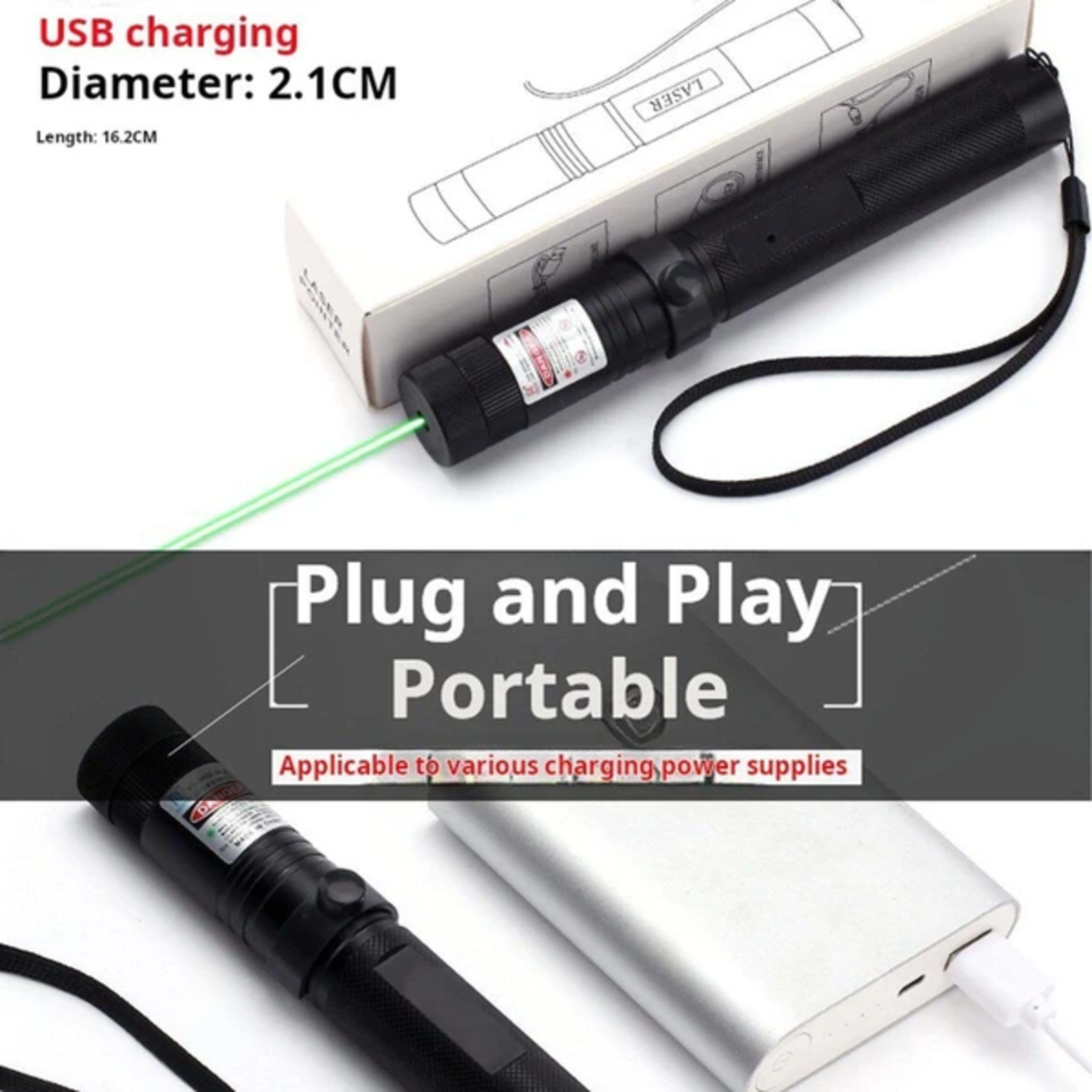 USB Laser 2in1 High Power 532nm Green Laser Pointer Pen Visible Beam Grande-Star Pattern Lazer Pen&1x USB Cable 1mw 3