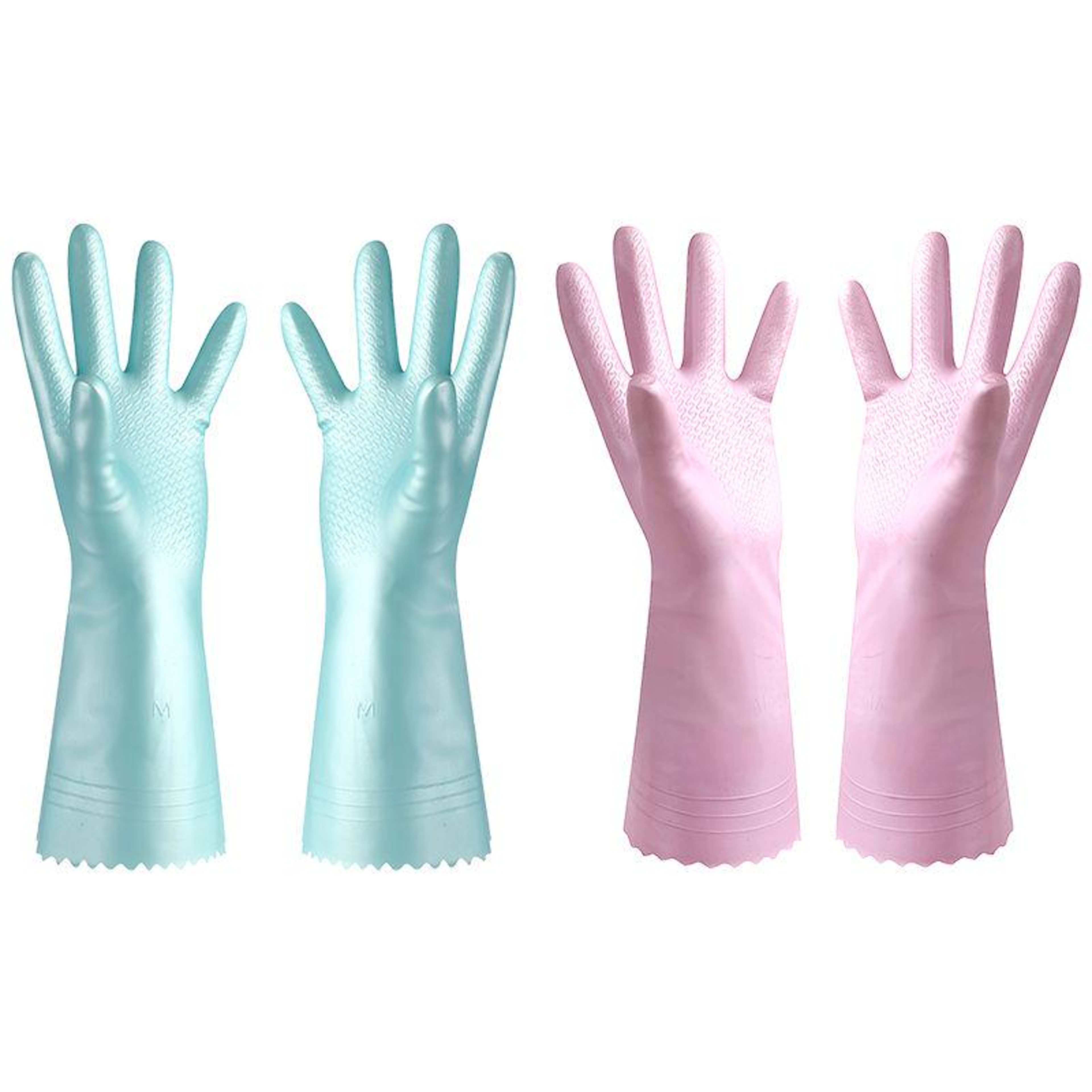 Anti-slip household gloves-blue-PVC+ flocking-L size-1 pair 2