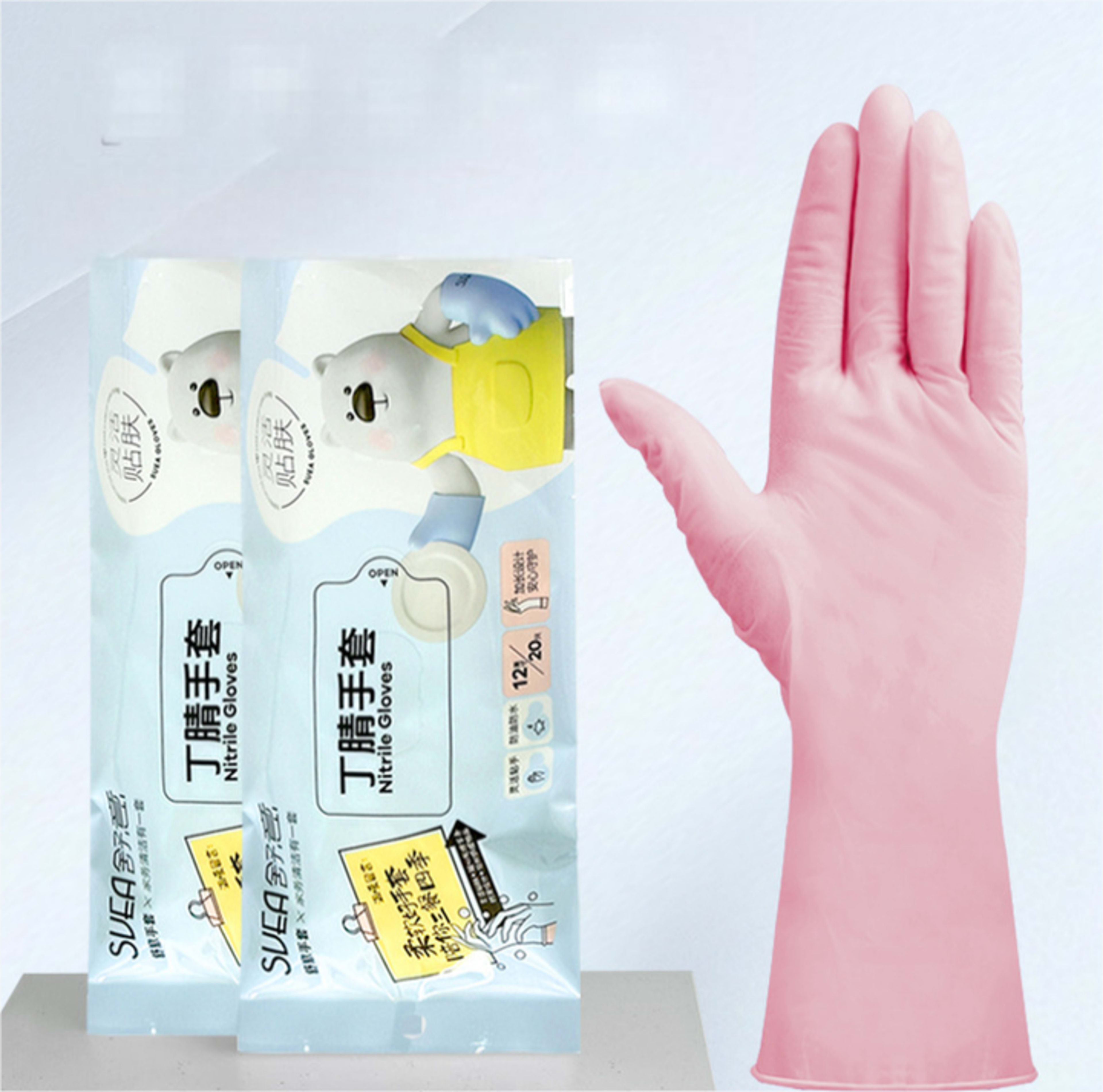 Nitrile gloves-pink-16 inches-L size-1 pair 2