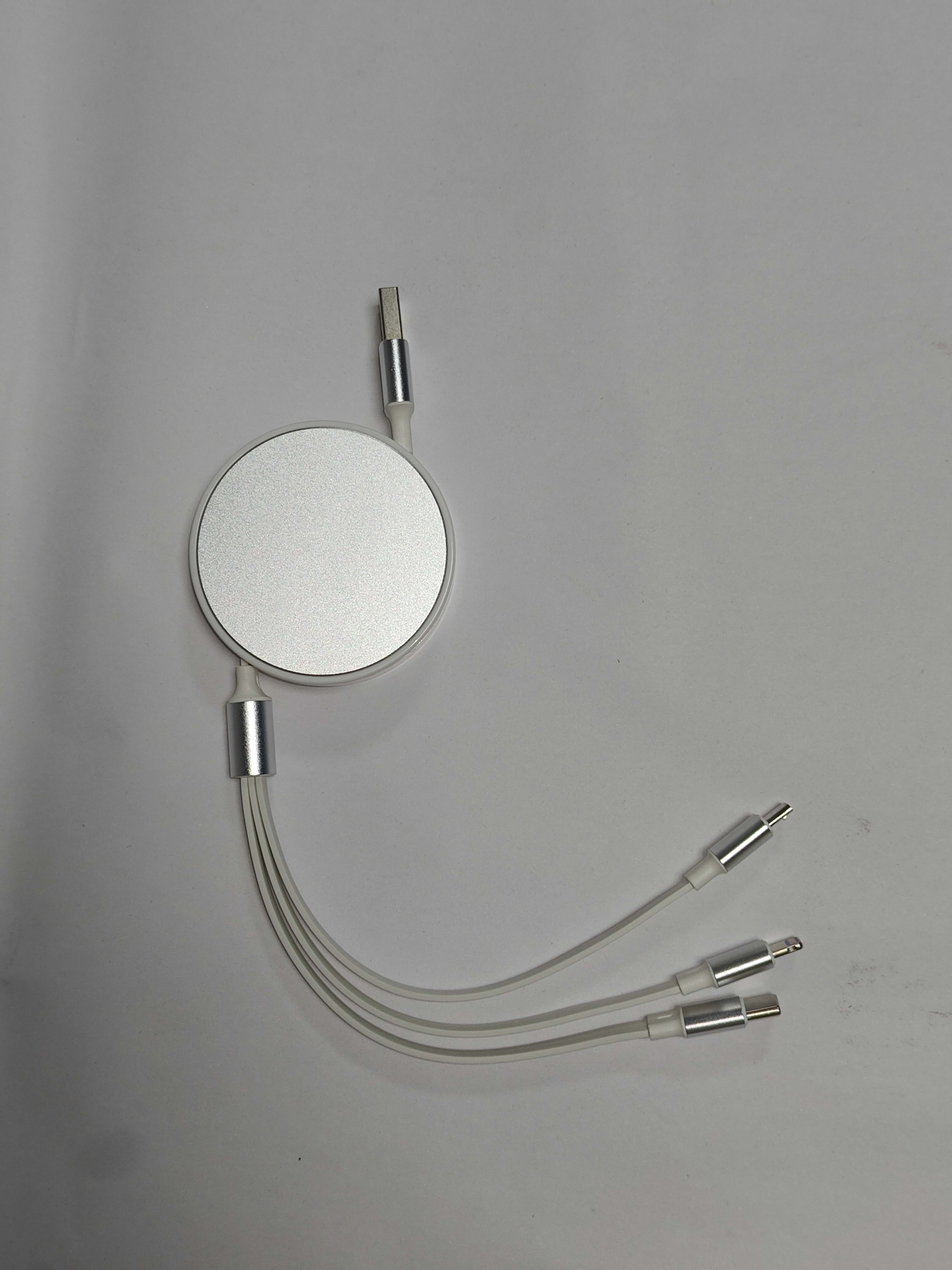 Three-in-one retractable data cable-USB head model-red-1 piece 3