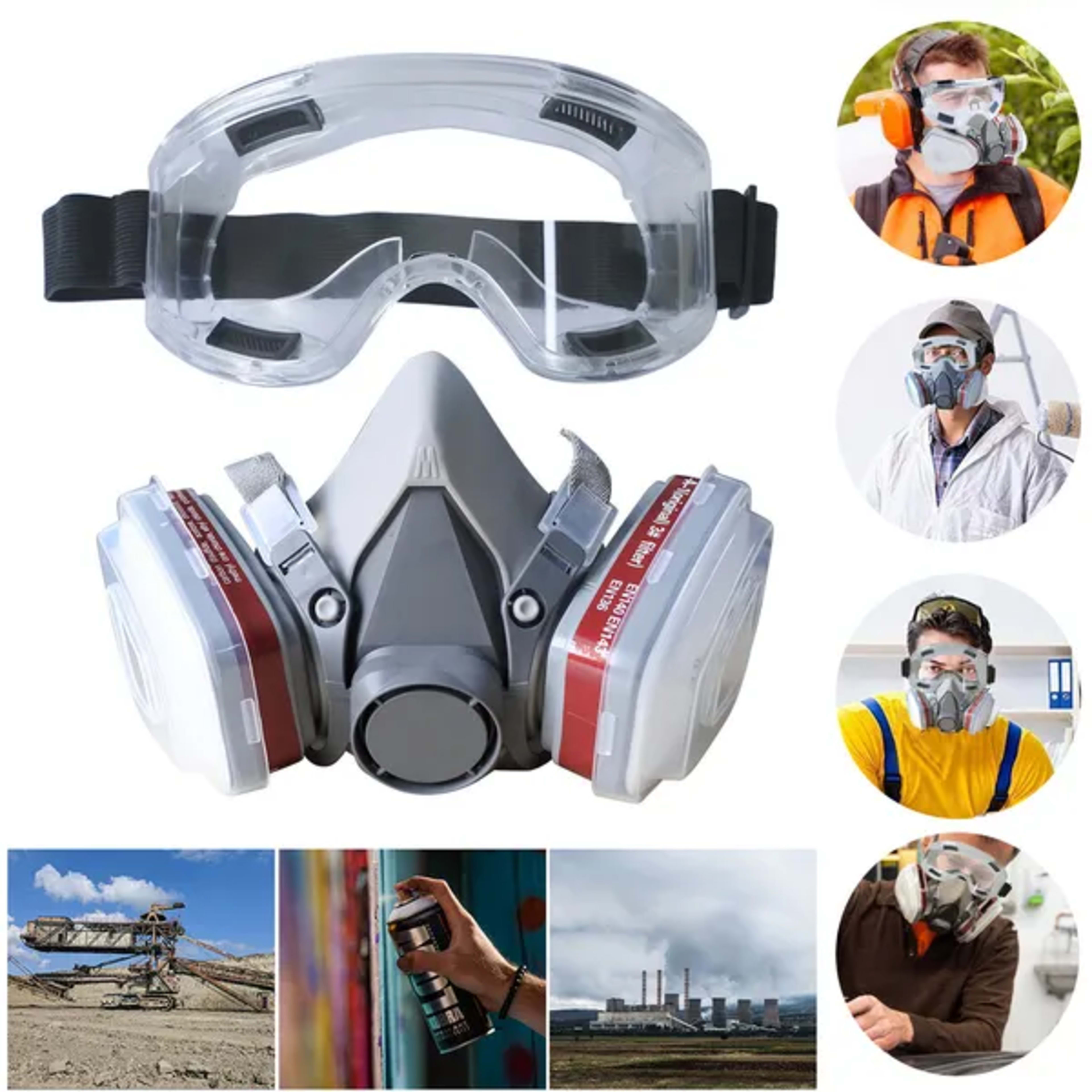 Gesicht Maske Atemschutz Mit Brillen Für Industrie Streichen Spritzen Schweißen 3
