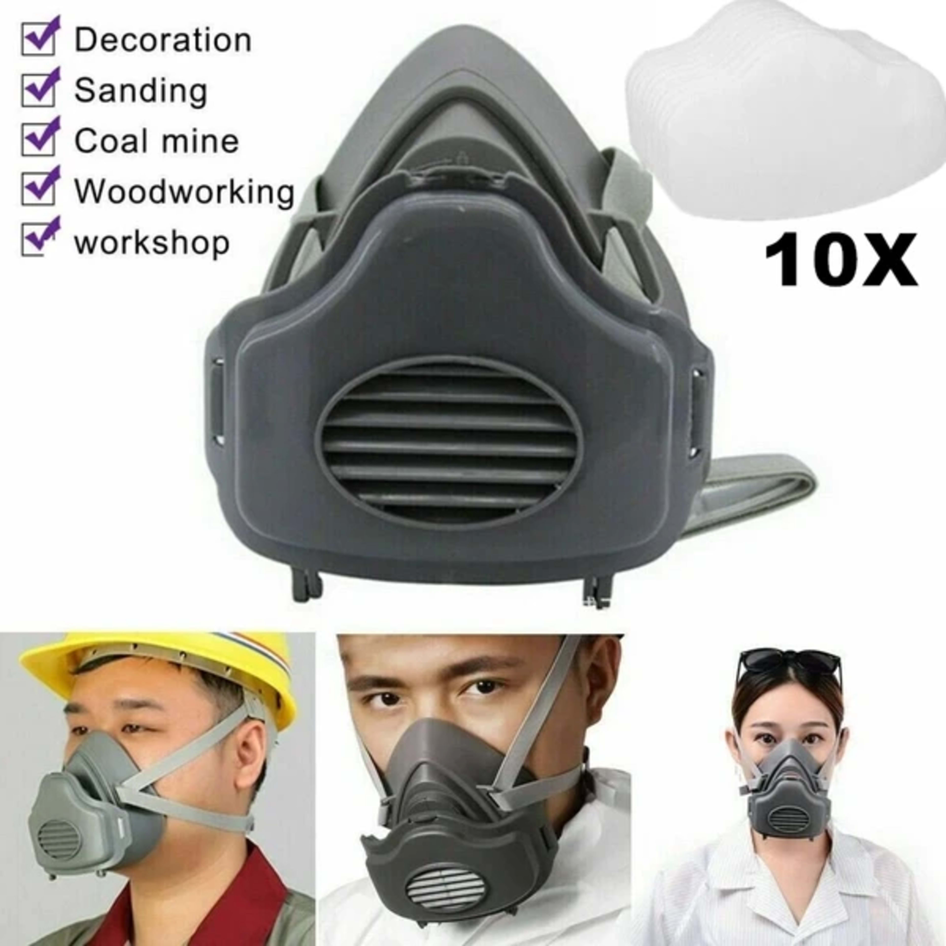Halb Gesicht Maske Atemgerät Gesichtsstück Für Holzbearbeitung Malen Schweißen 3