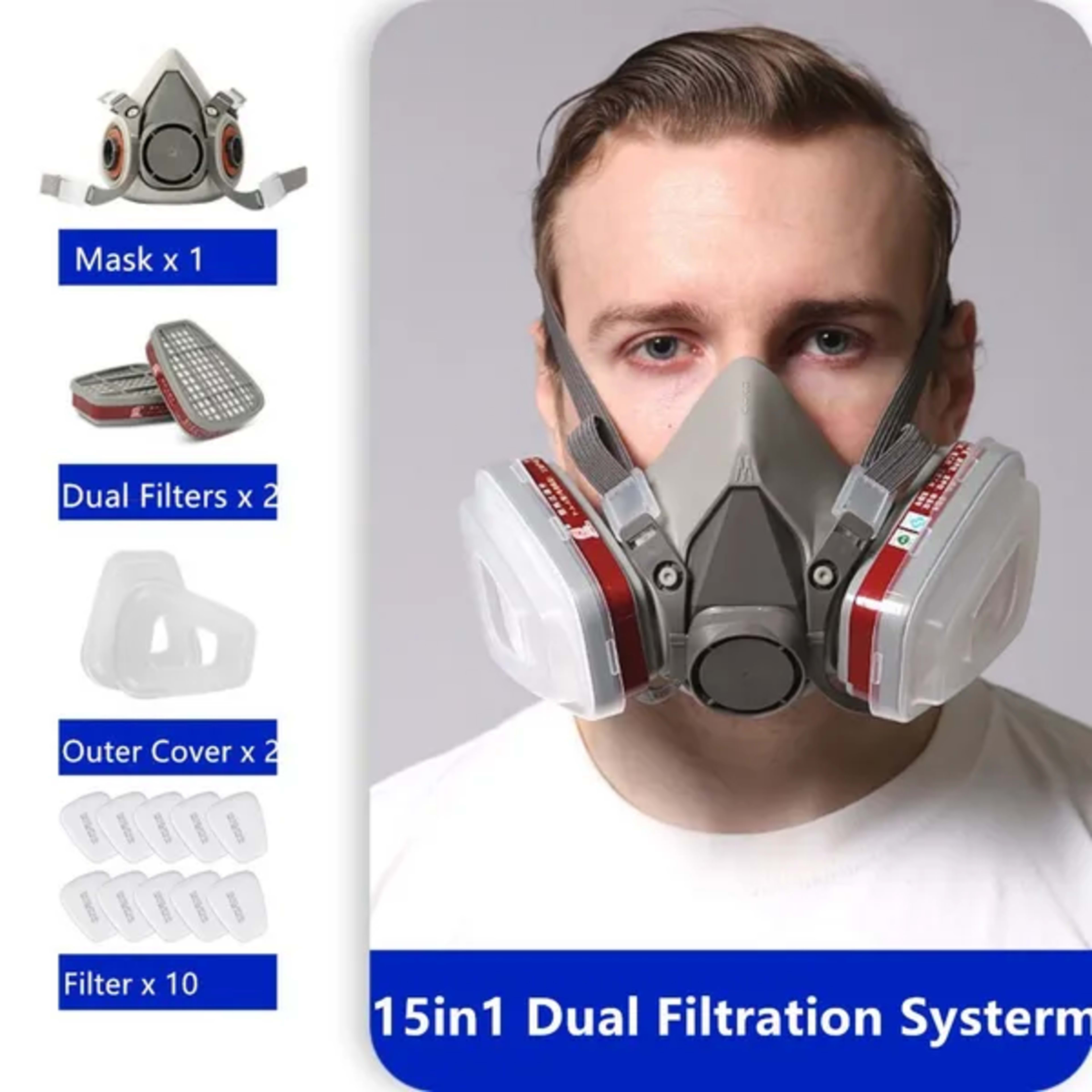 Halbe Gesicht Maske Atemgerät Staubmaske Für Holzbearbeitung Malerei Schweißen 4
