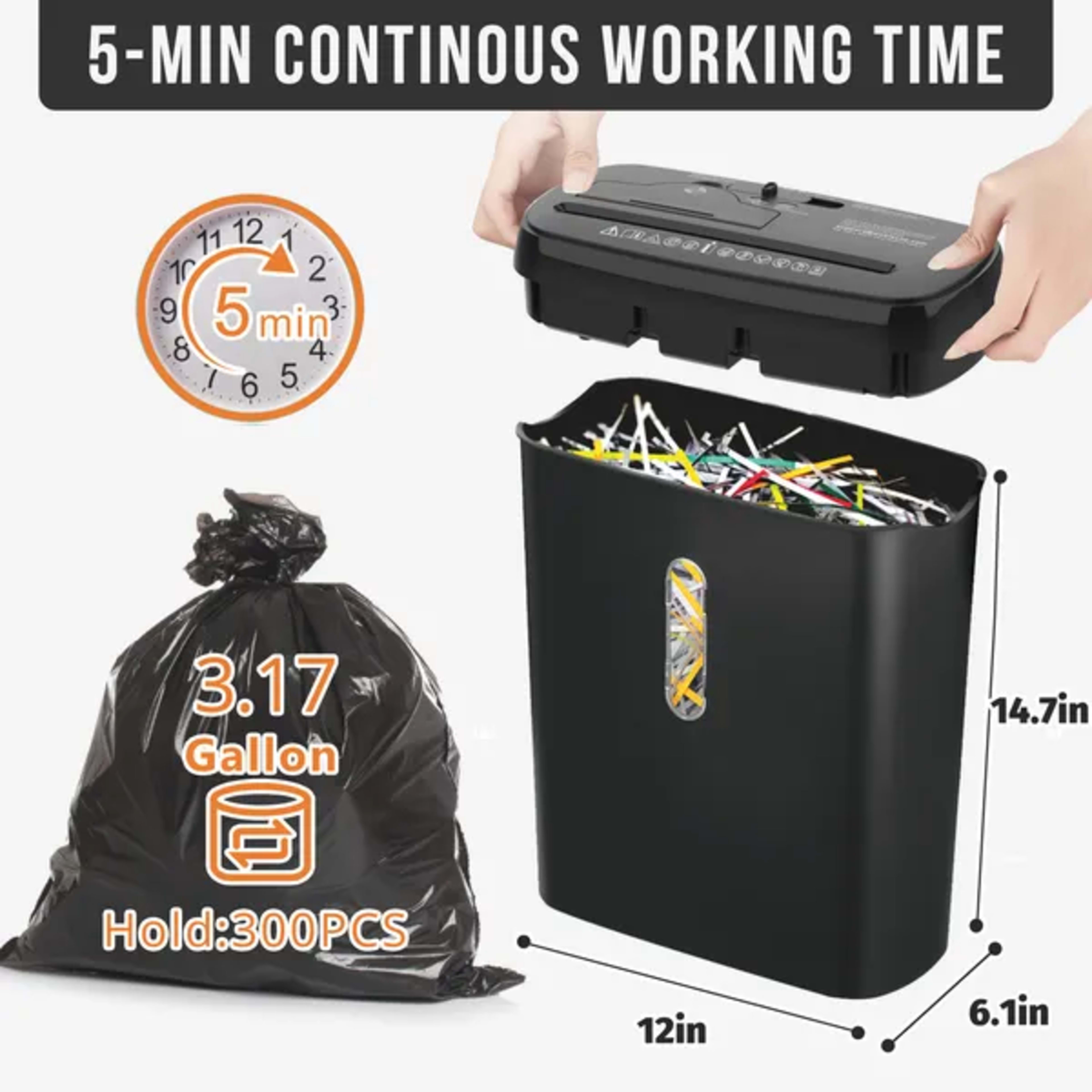 10-Sheet Strip Cut Paper Shredder, P-2 Security Level With 3.17-Gallon Basket, CD & Credit Card Shredder - Durable & Fas