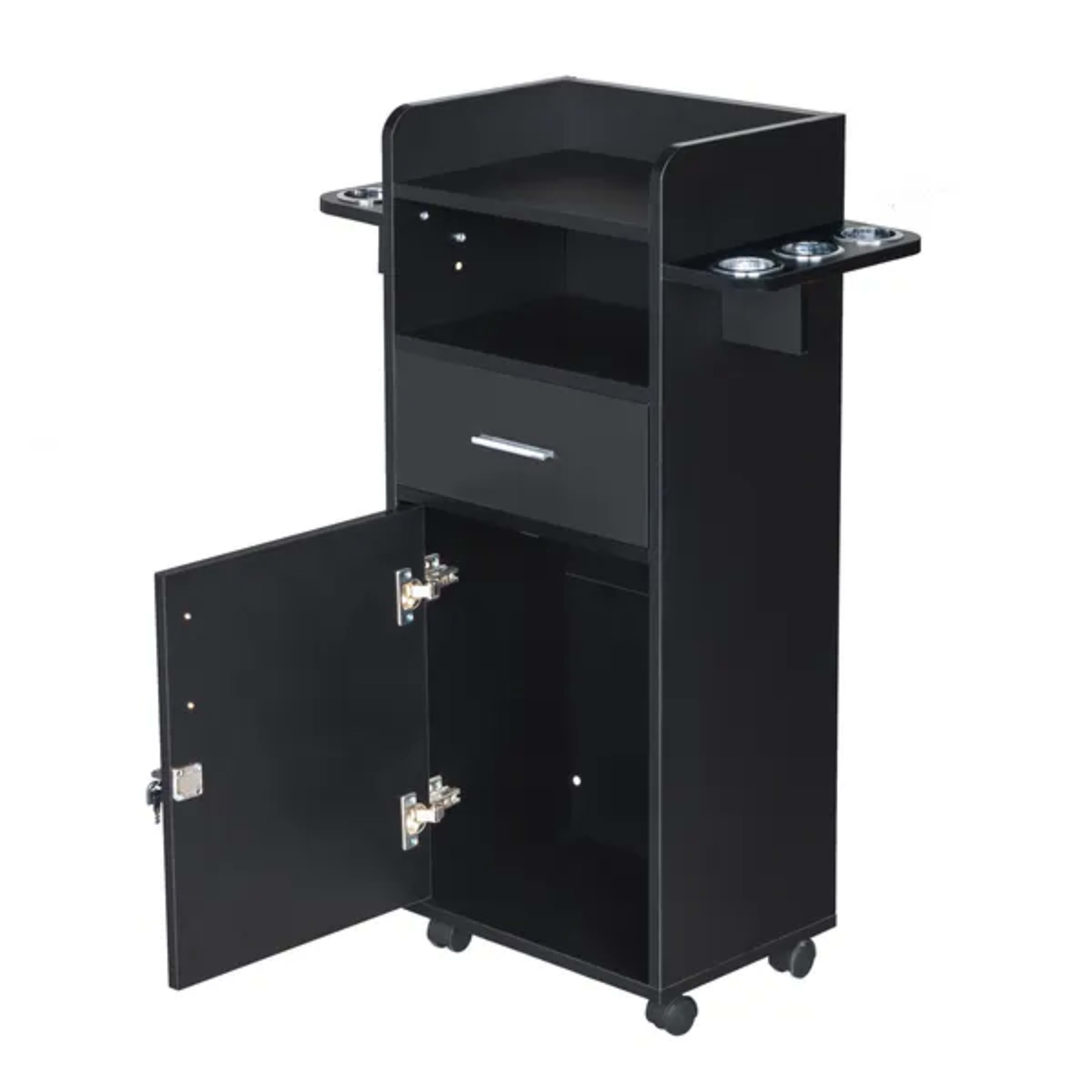 Beauty Salon Trolley Cart, Salon Cabinet With 360' Wheels, 6 Tool Holders, 1 Drawer, Salon Station Rolling Cart 4