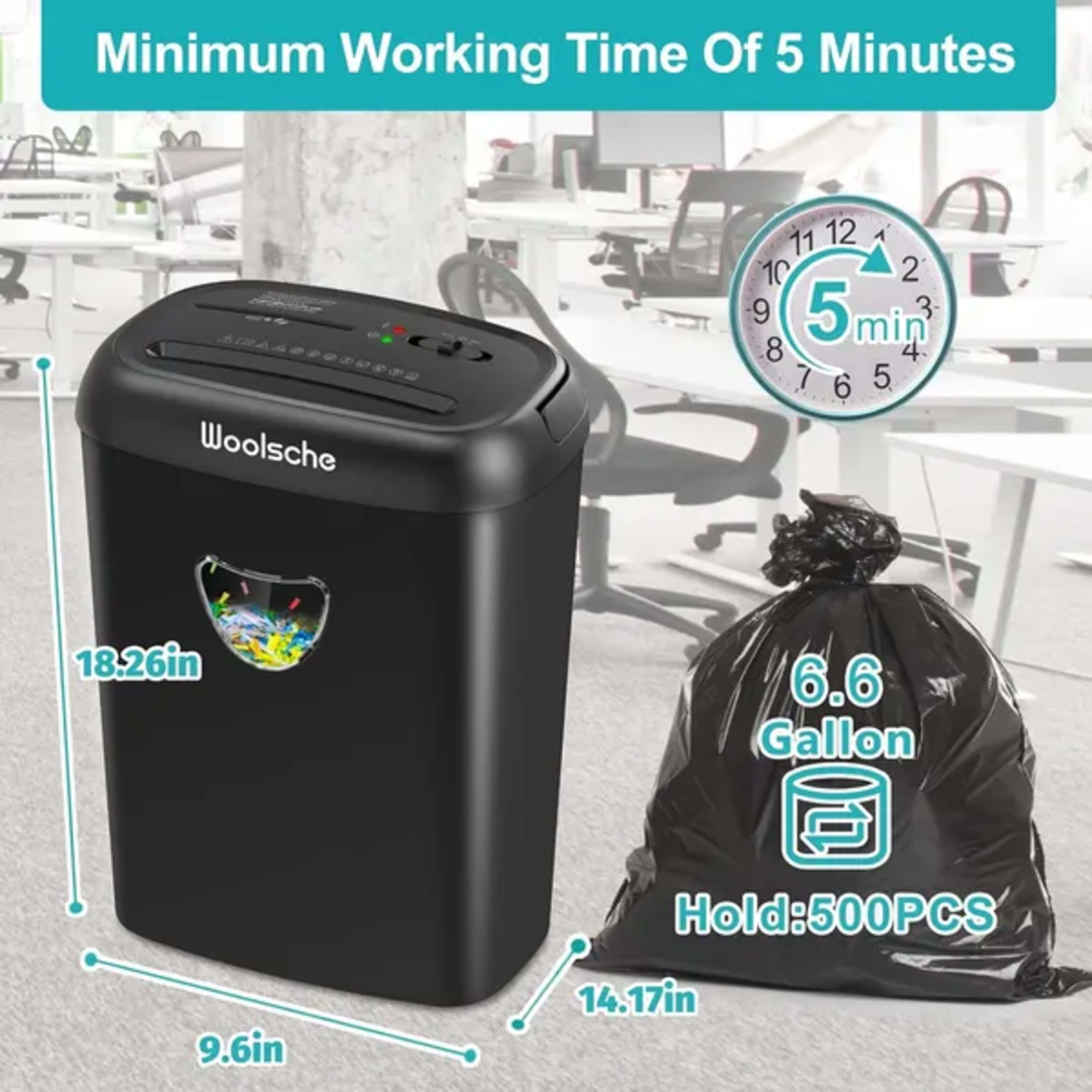 Paper Shredder, 14 Sheet Cross Cut, 6.6 Gallon Basket, P-4 Security Level, 3 Mode Design - Jam Proof Heavy Duty Shredder 4