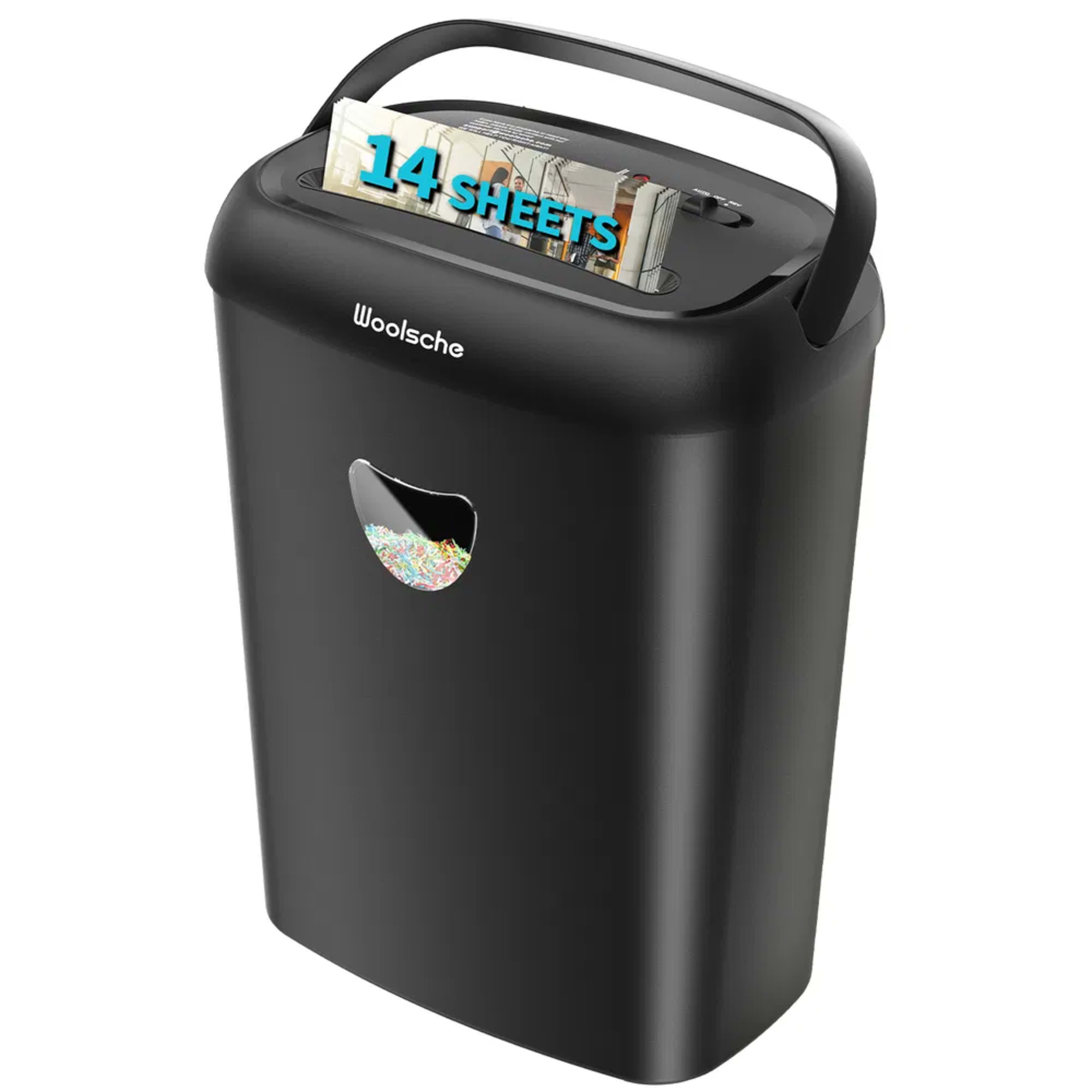 Paper Shredder, 14 Sheet Cross Cut, 6.6 Gallon Basket, P-4 Security Level, 3 Mode Design - Jam Proof Heavy Duty Shredder 3
