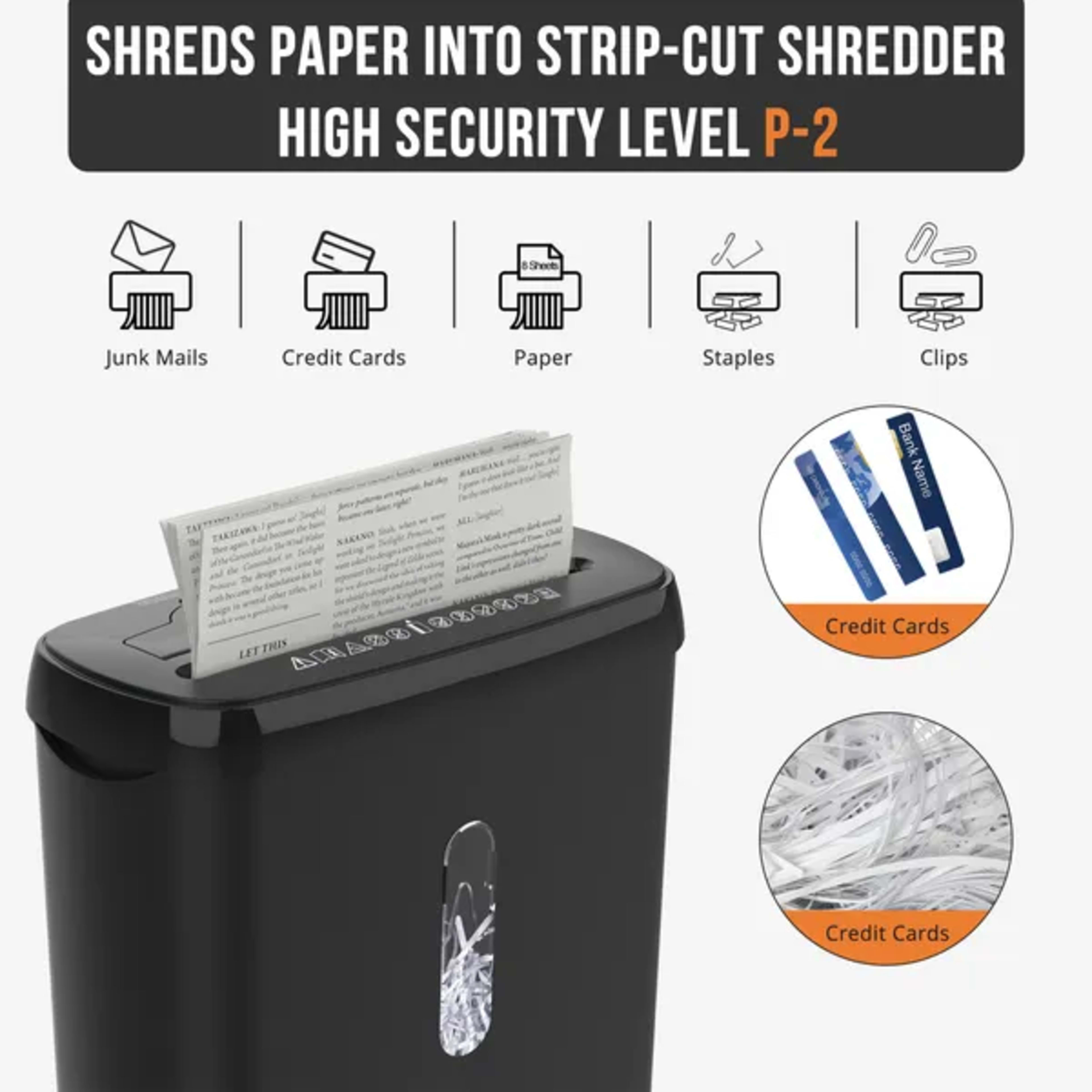 10-Sheet Strip Cut Paper Shredder, P-2 Security Level With 3.17-Gallon Basket, CD & Credit Card Shredder - Durable & Fas 2