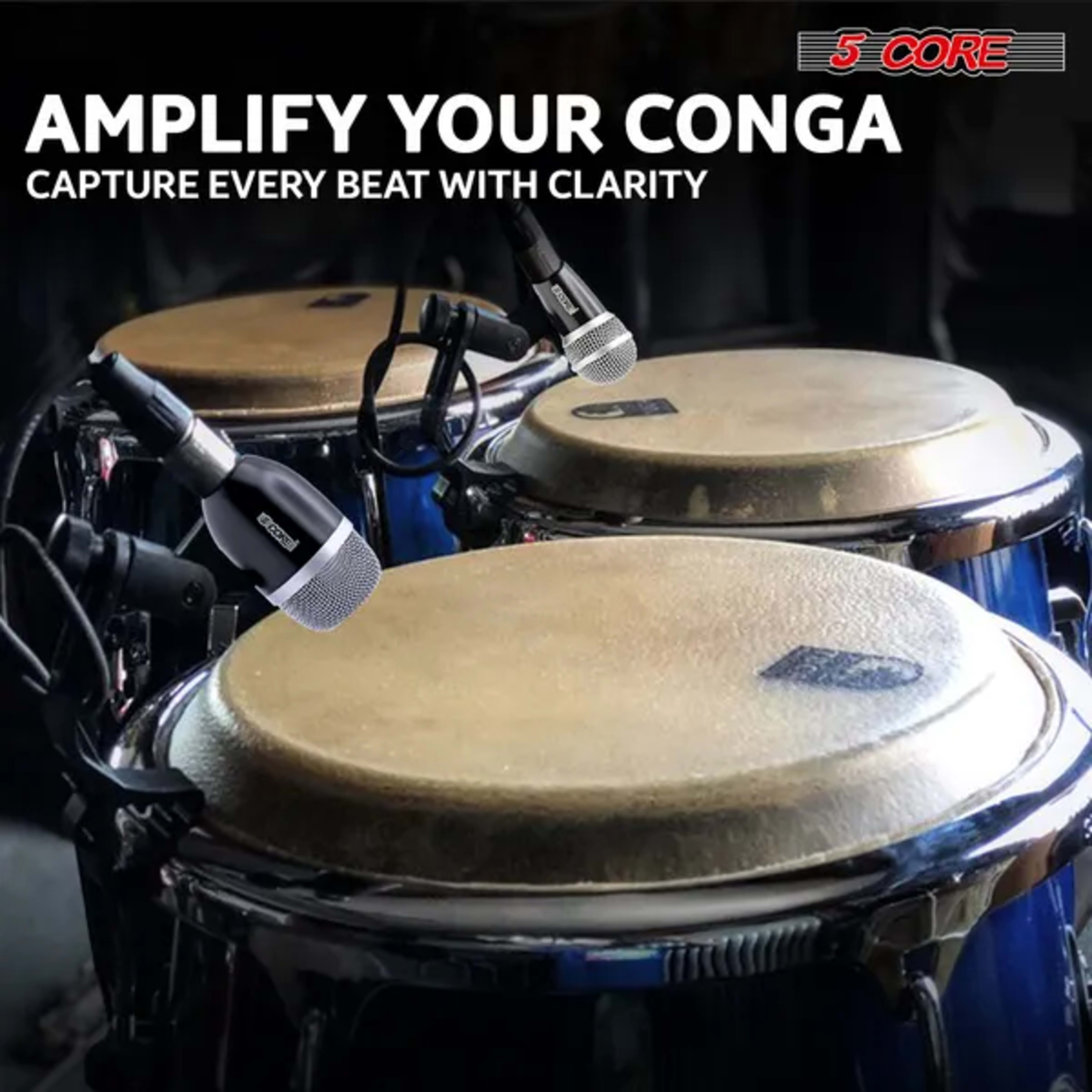 5 Core Conga Mic Snare Tom Set Professional XLR Cardioid Condenser Instrument Microphone Kit 3