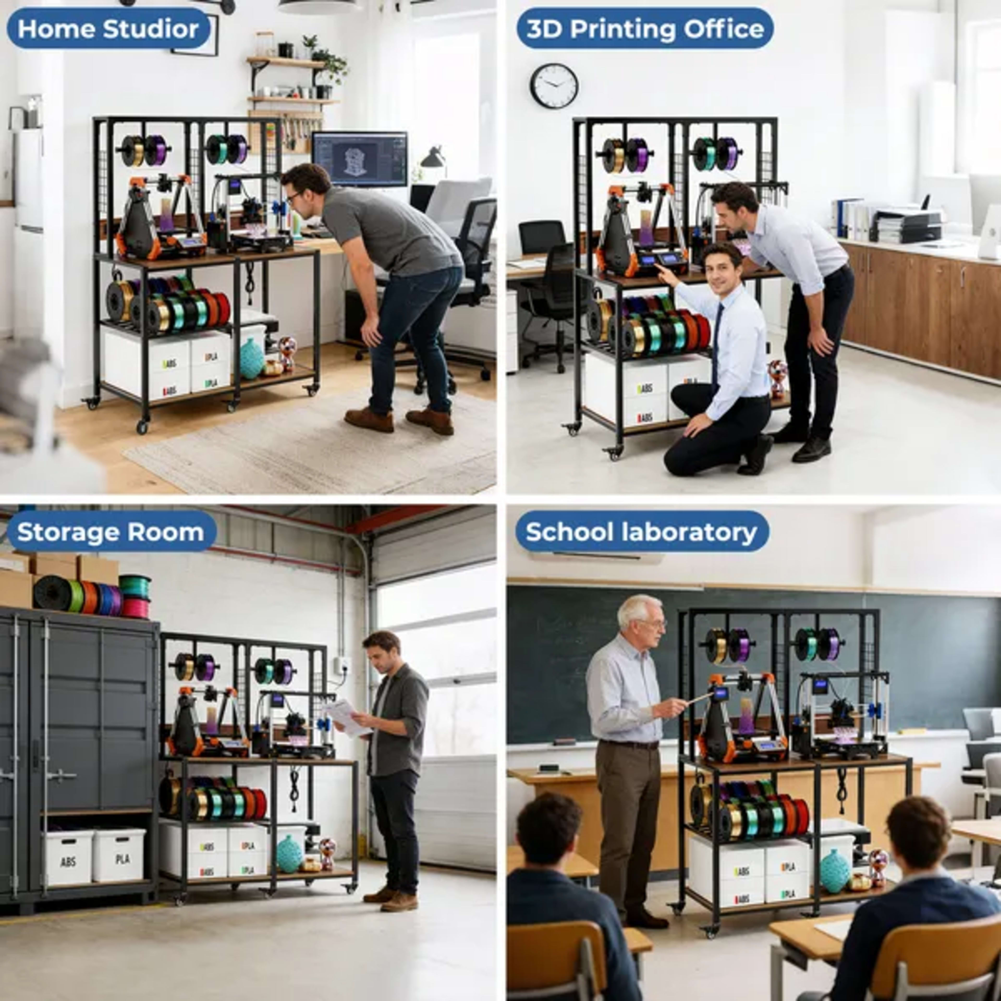 Double 3D Printer Stand With Filament Storage, Heavy-Duty Metal Frame Dual 3D Printer Table Workbench, T-Type Filament H 5
