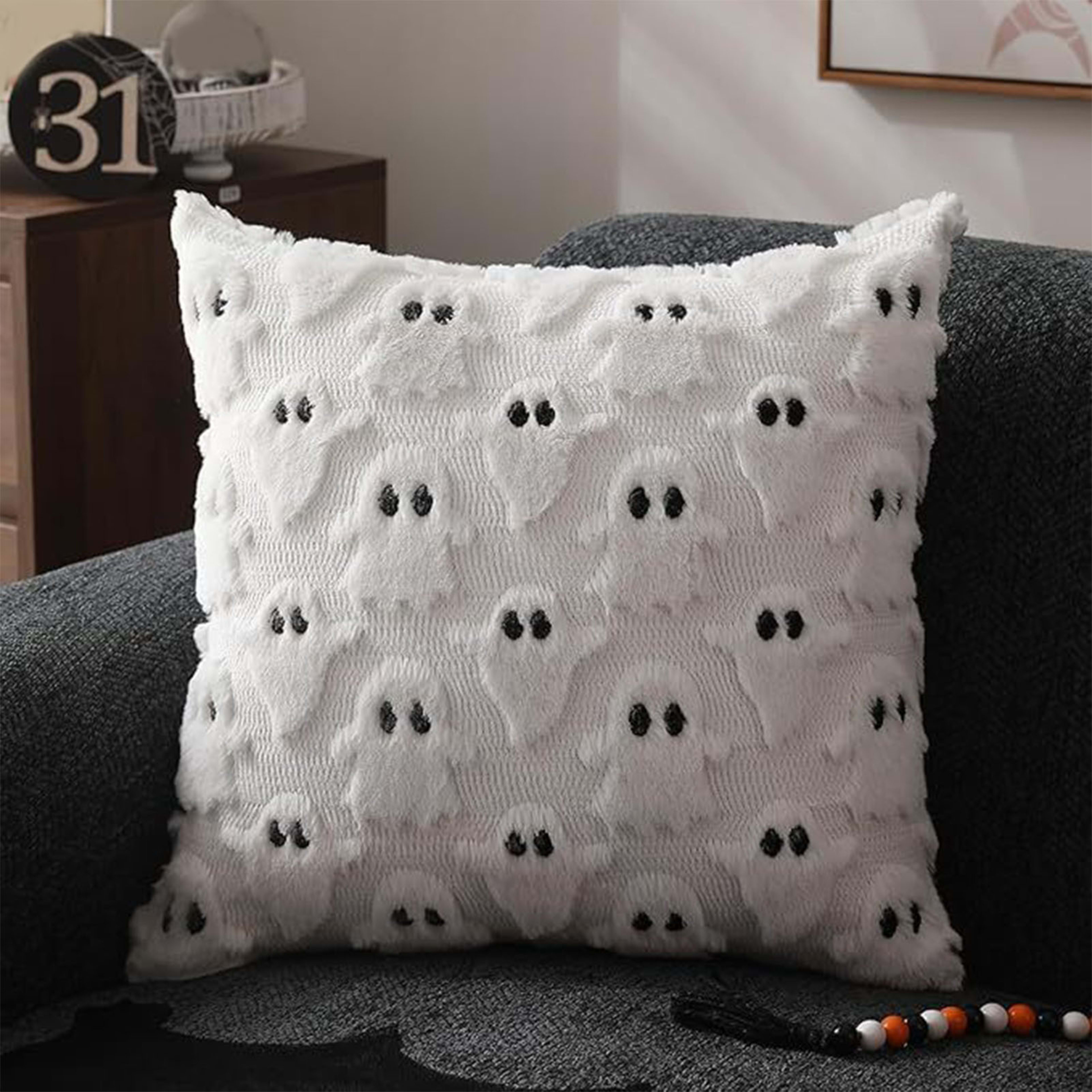 Ghost Pillow Case Comfort Decorative Soft Plush Throw Pillow Cover For Living Room Sofa Decor 2PCS 3
