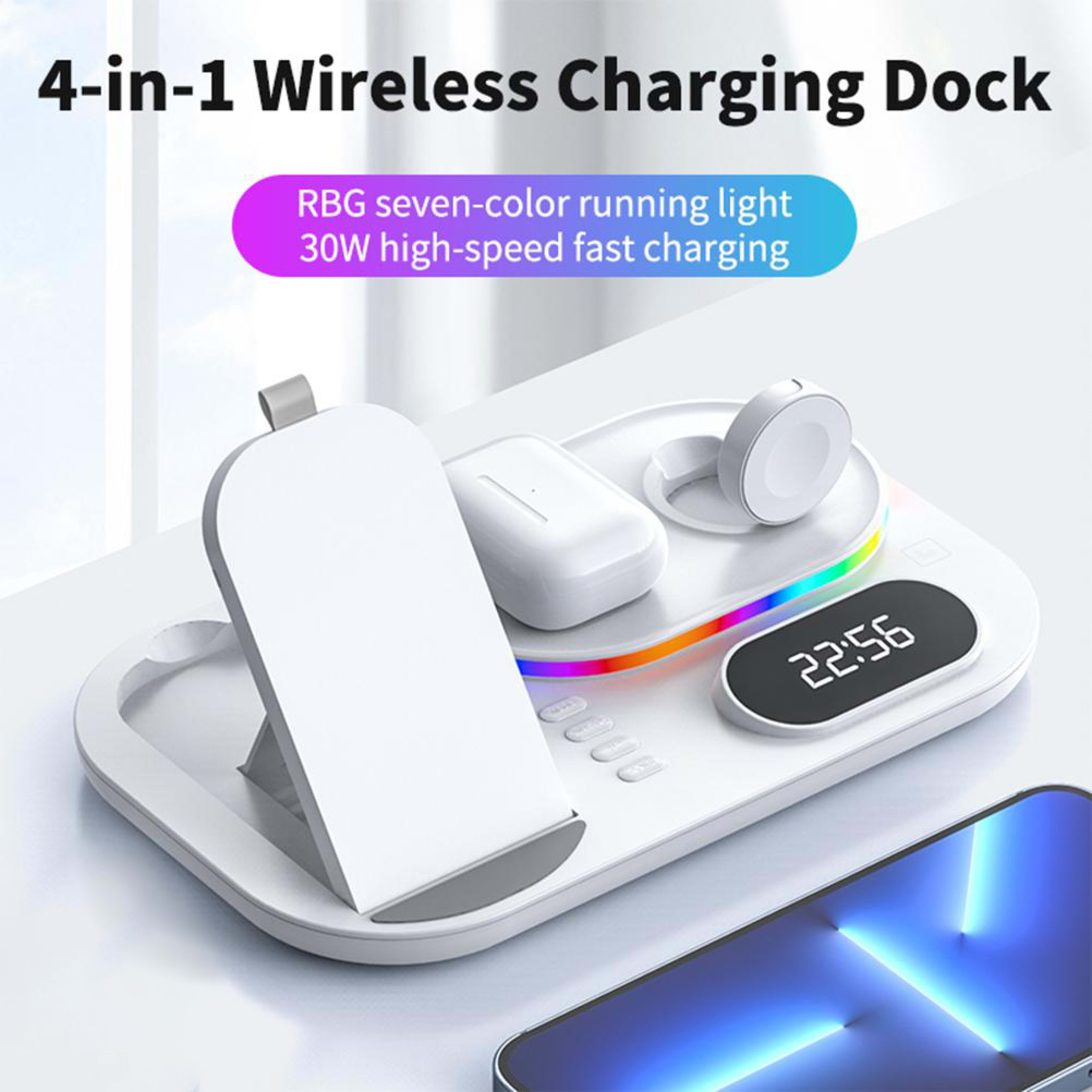 Wireless Charging Station 4 In1 Fast Charging Station Wireless Charger Stand Compatible For IPhone 13 12 3 2 Pro IWatch  2