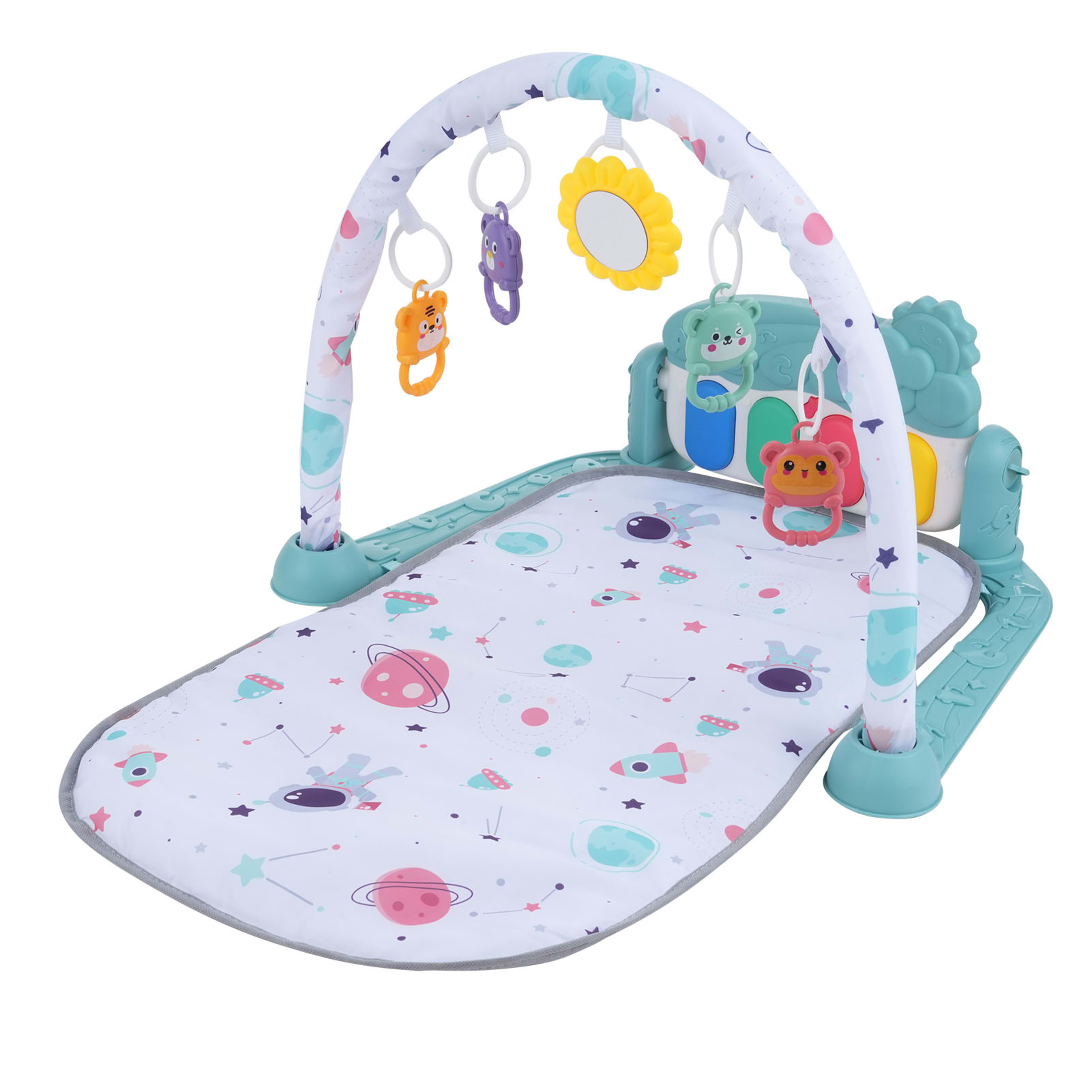 Baby Play Mat With Piano Keyboard & Deatchable Hanging Toys, Kick And Play Musical Activity Gym, Tummy Time Crawling