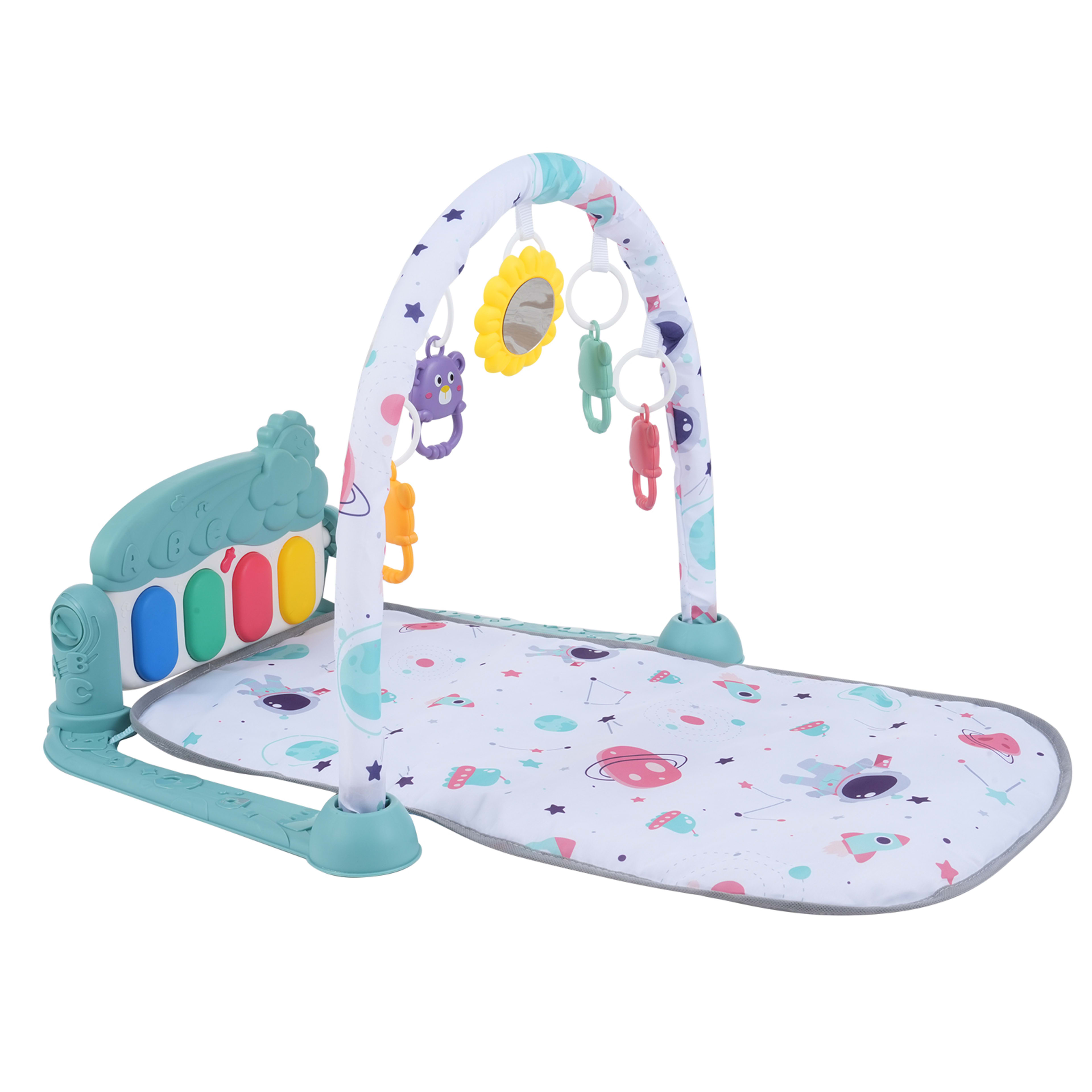 Baby Play Mat With Piano Keyboard &amp; Deatchable Hanging Toys, Kick And Play Musical Activity Gym, Tummy Time Crawling 2
