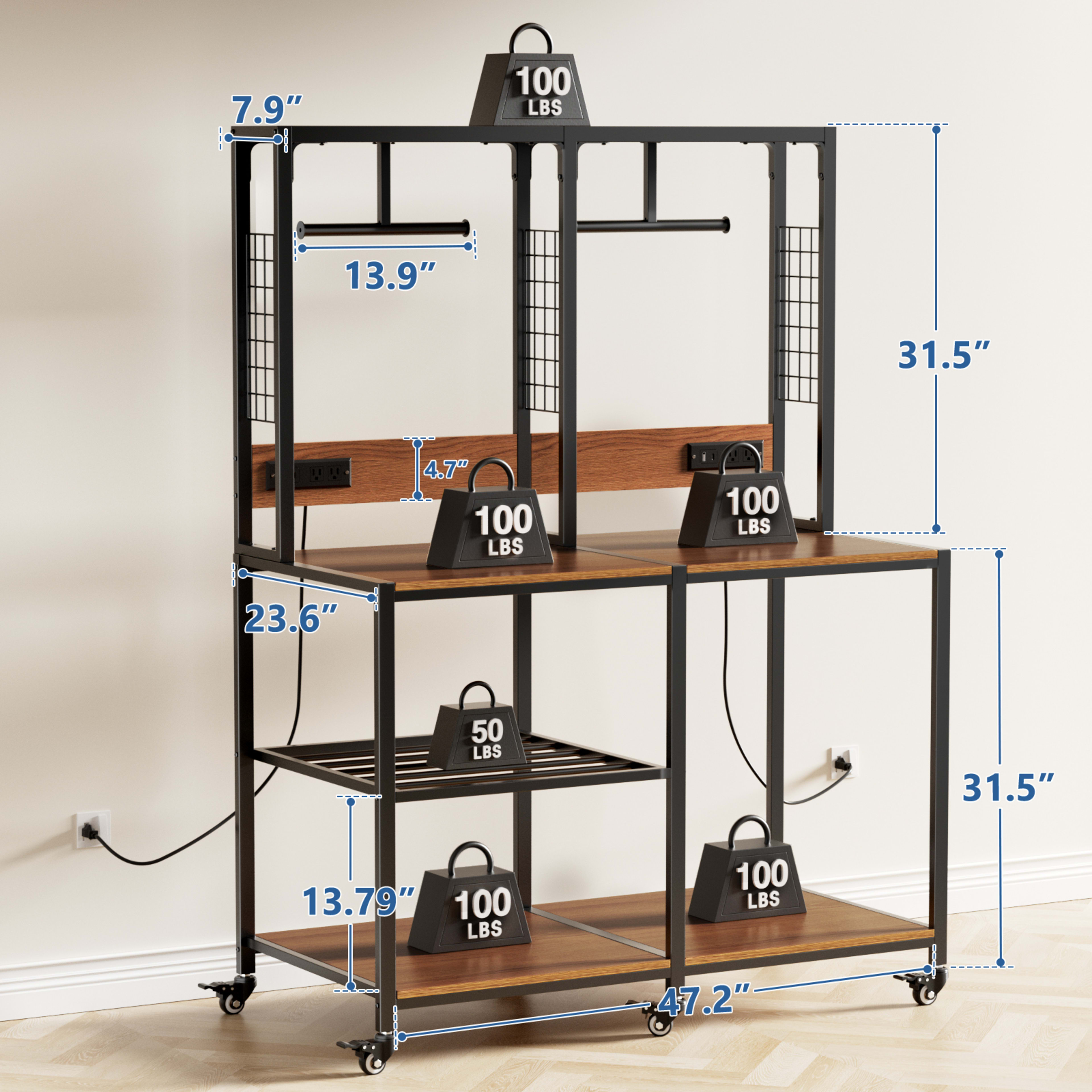 Double 3D Printer Stand With Filament Storage, Heavy-Duty Metal Frame Dual 3D Printer Table Workbench, T-Type Filament H 5