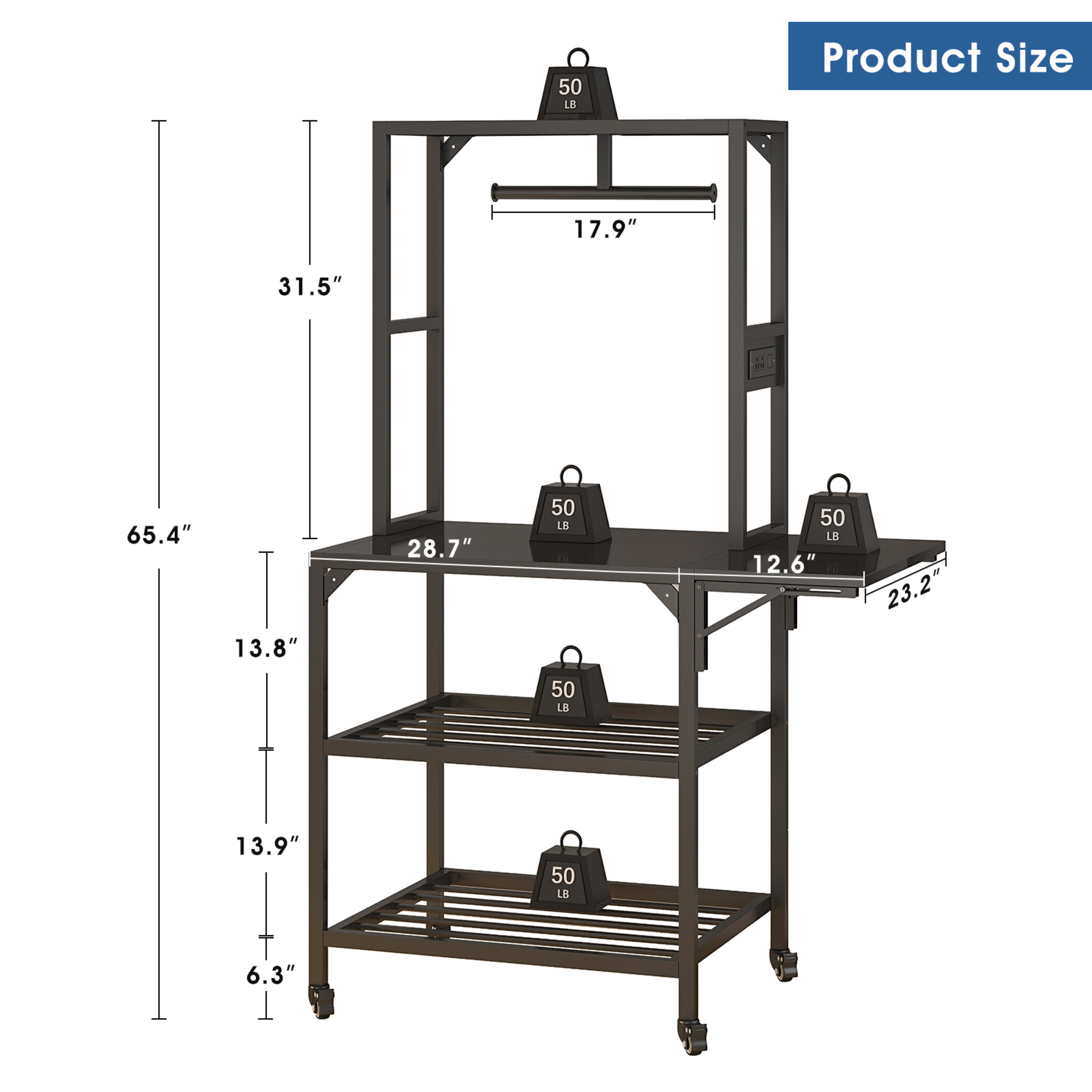3D Printer Stand, Heavy Duty 3D Printer Table Stand With Filament Storage Rack, T-Shaped Spools Holder Rack With Wheels, 4