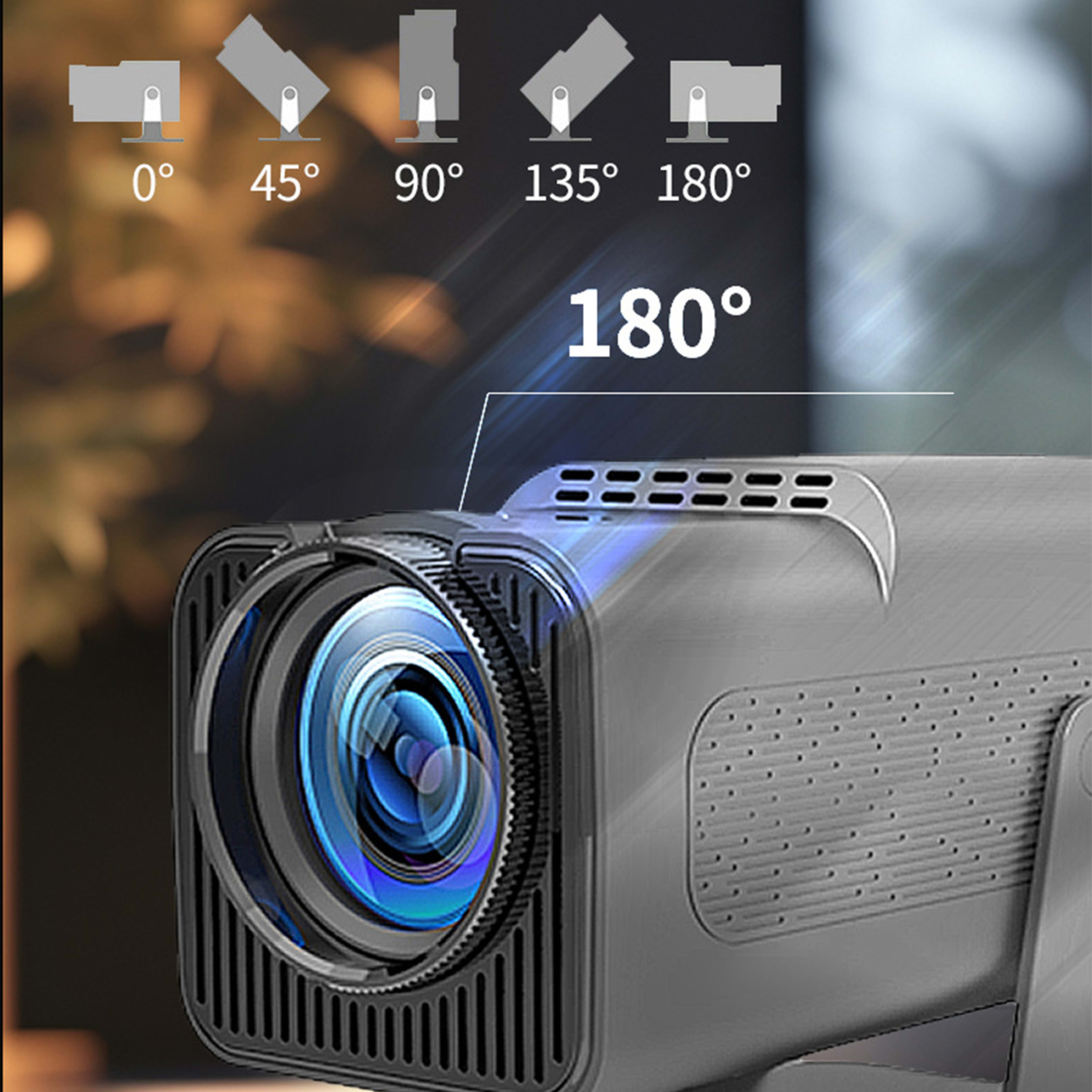 Projector HD For Home Theater Office 360 Degree Rotatable PTZ Portable Mini HY320 AU Plug 110‑220V Black 2