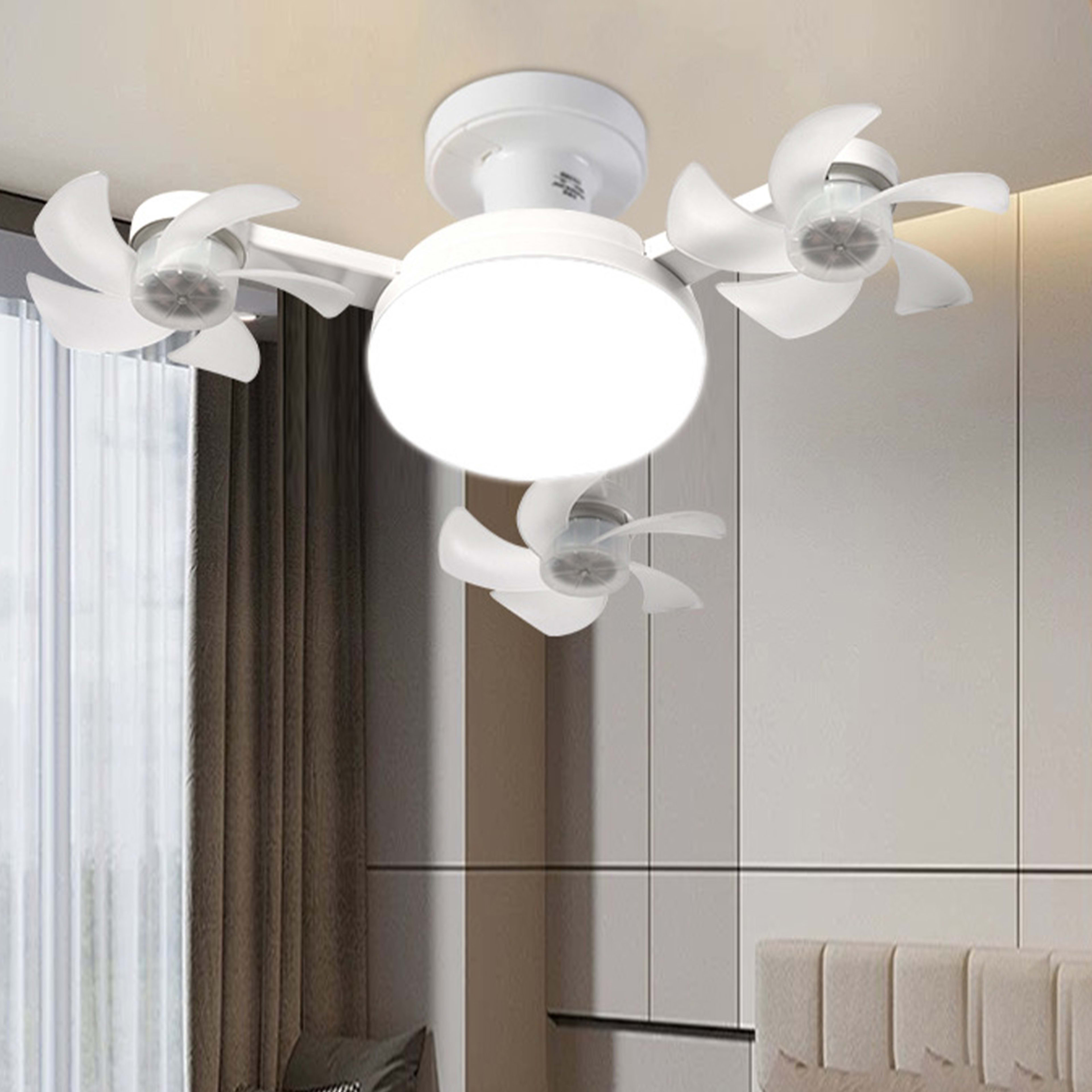 Ceiling Fan With Light And Remote E26 E27 3 Speeds 3 Colors 2 Timers Quiet Foldable Modern LED Fan Light For Living Room 1