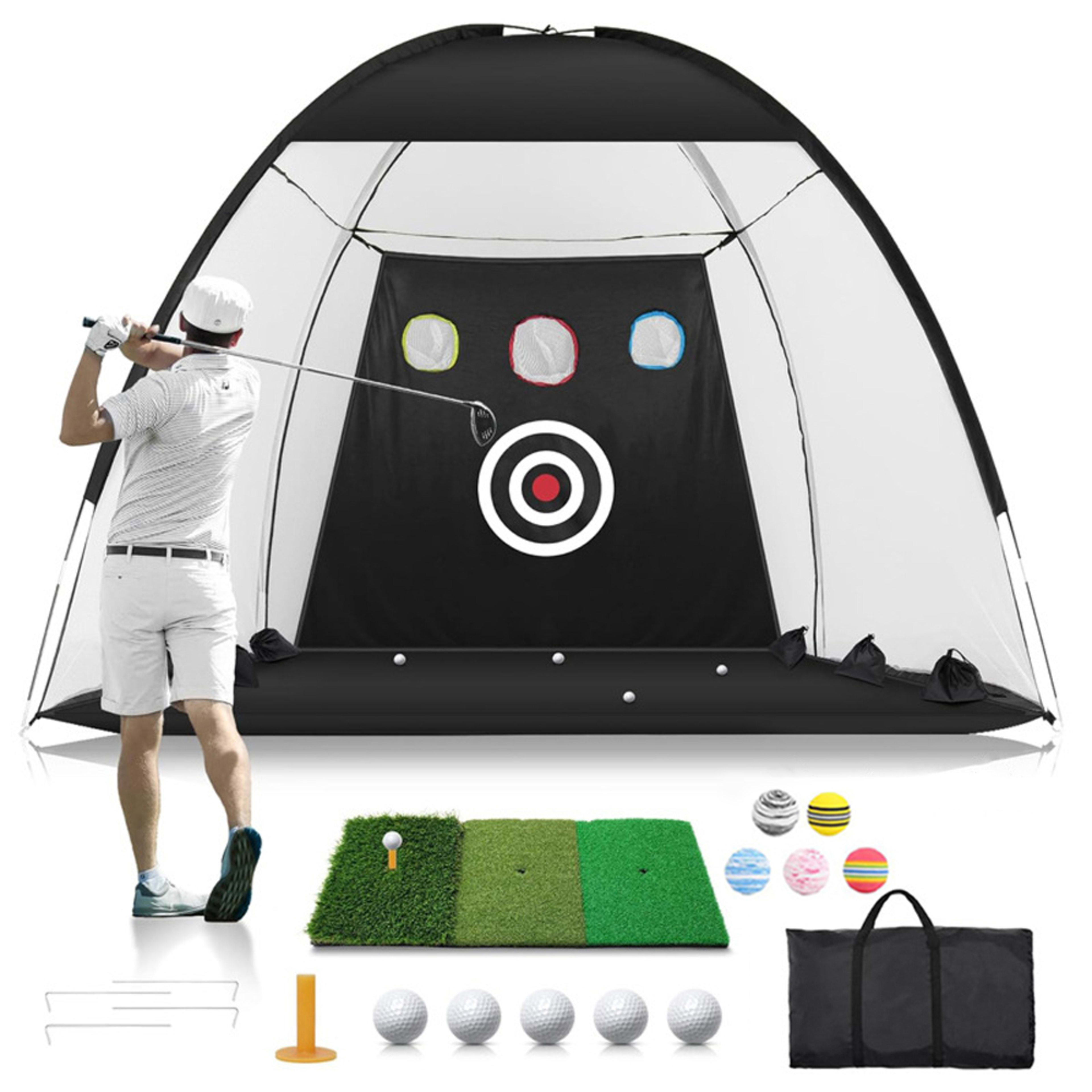 Indoor And Outdoor Golf Chipping Net Set Collapsible Golf Pitching Cages Foldable Golf Practice Net Golf Training Equipm