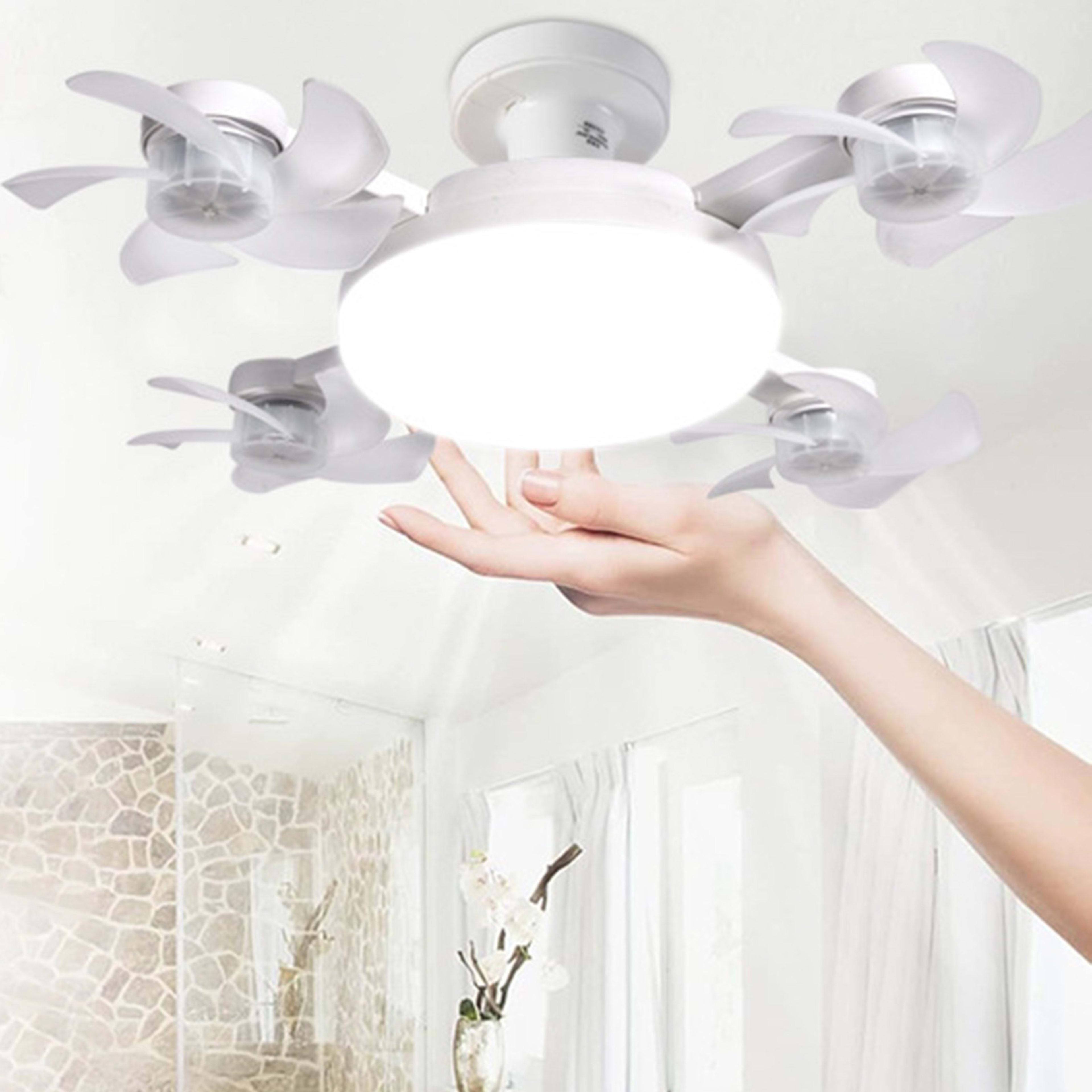 Ceiling Fan With Light And Remote E26 E27 3 Speeds 3 Colors 2 Timers Quiet Foldable Modern LED Fan Light For Living Room 4
