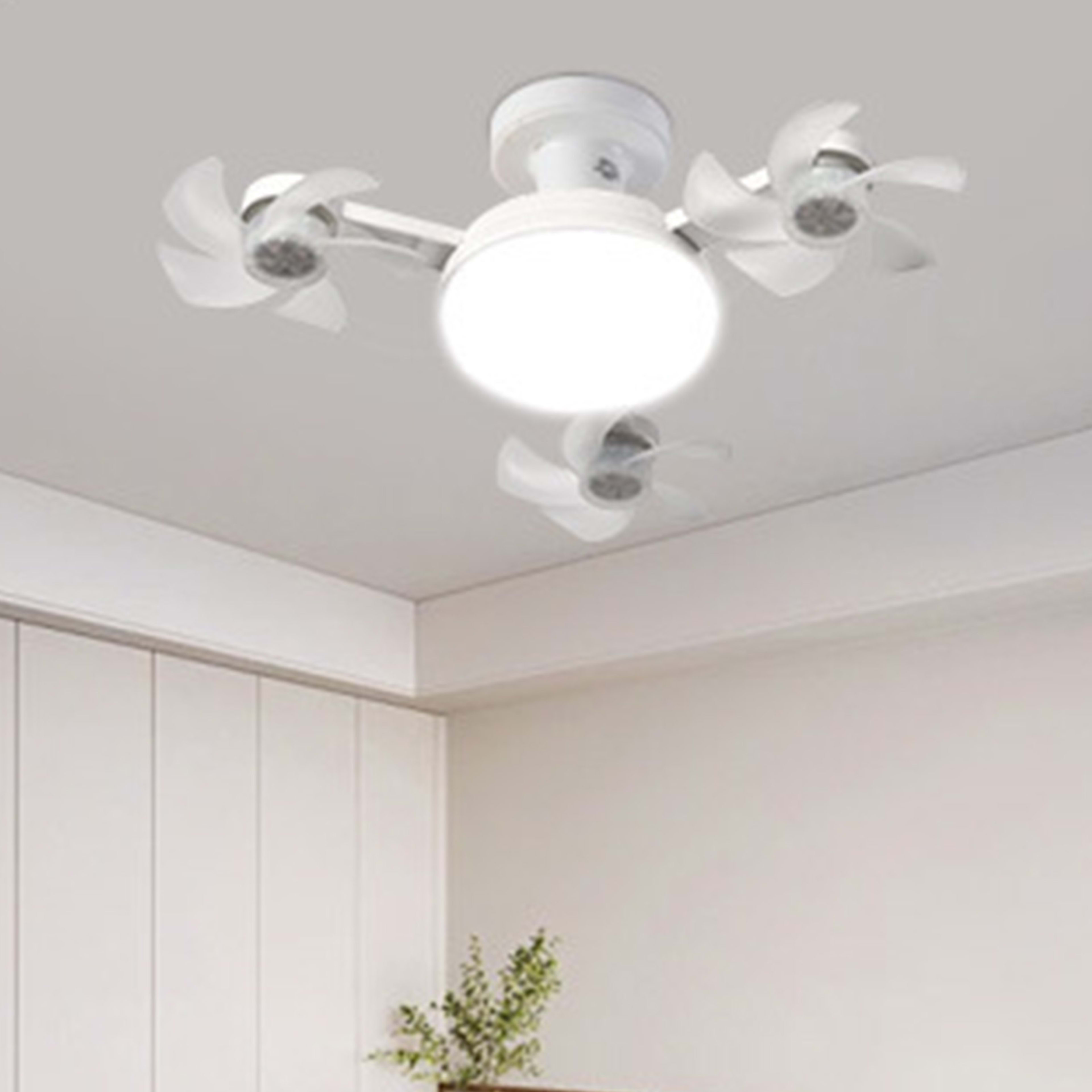Ceiling Fan With Light And Remote E26 E27 3 Speeds 3 Colors 2 Timers Quiet Foldable Modern LED Fan Light For Living Room 4