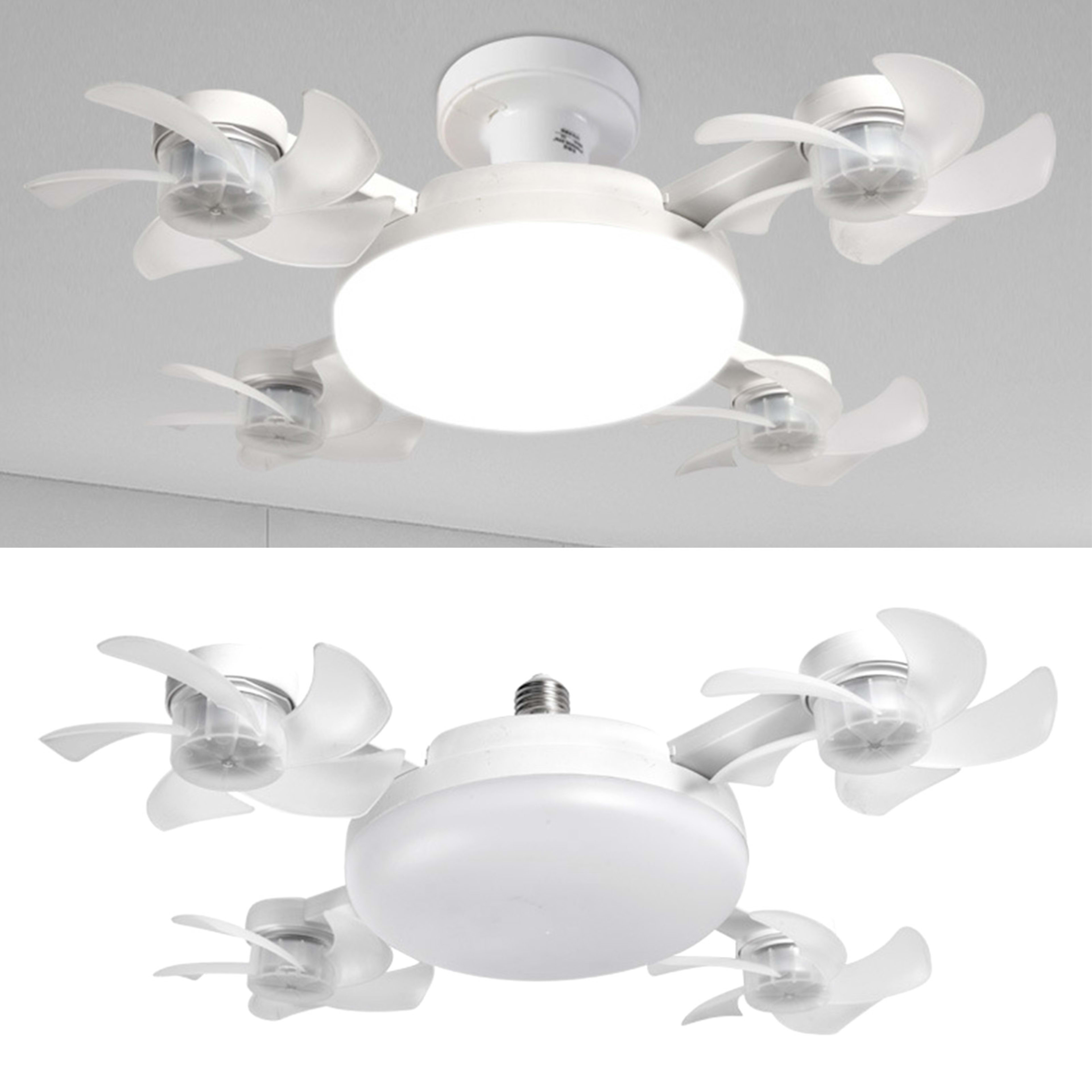 Ceiling Fan With Light And Remote E26 E27 3 Speeds 3 Colors 2 Timers Quiet Foldable Modern LED Fan Light For Living Room 3
