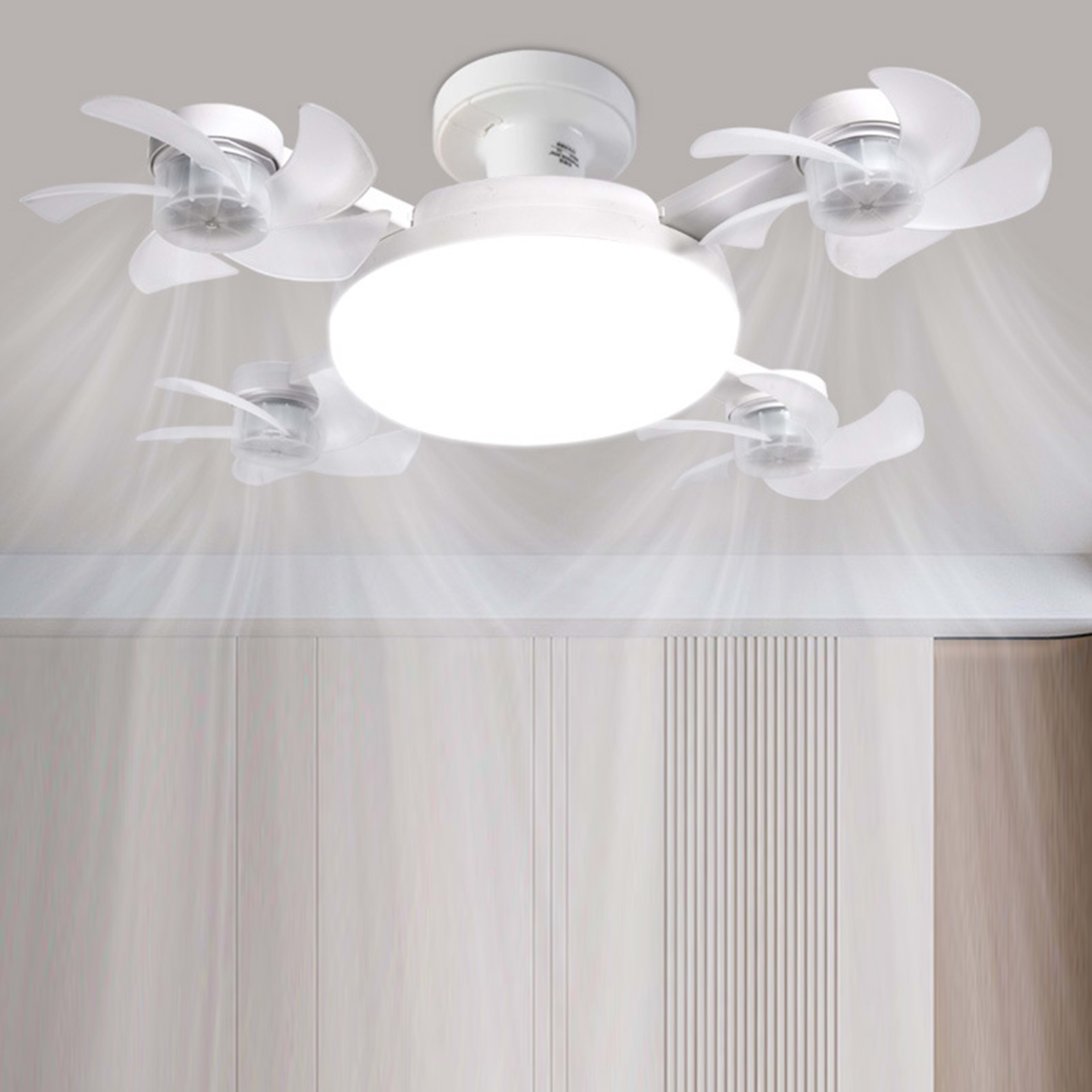 Ceiling Fan With Light And Remote E26 E27 3 Speeds 3 Colors 2 Timers Quiet Foldable Modern LED Fan Light For Living Room 5