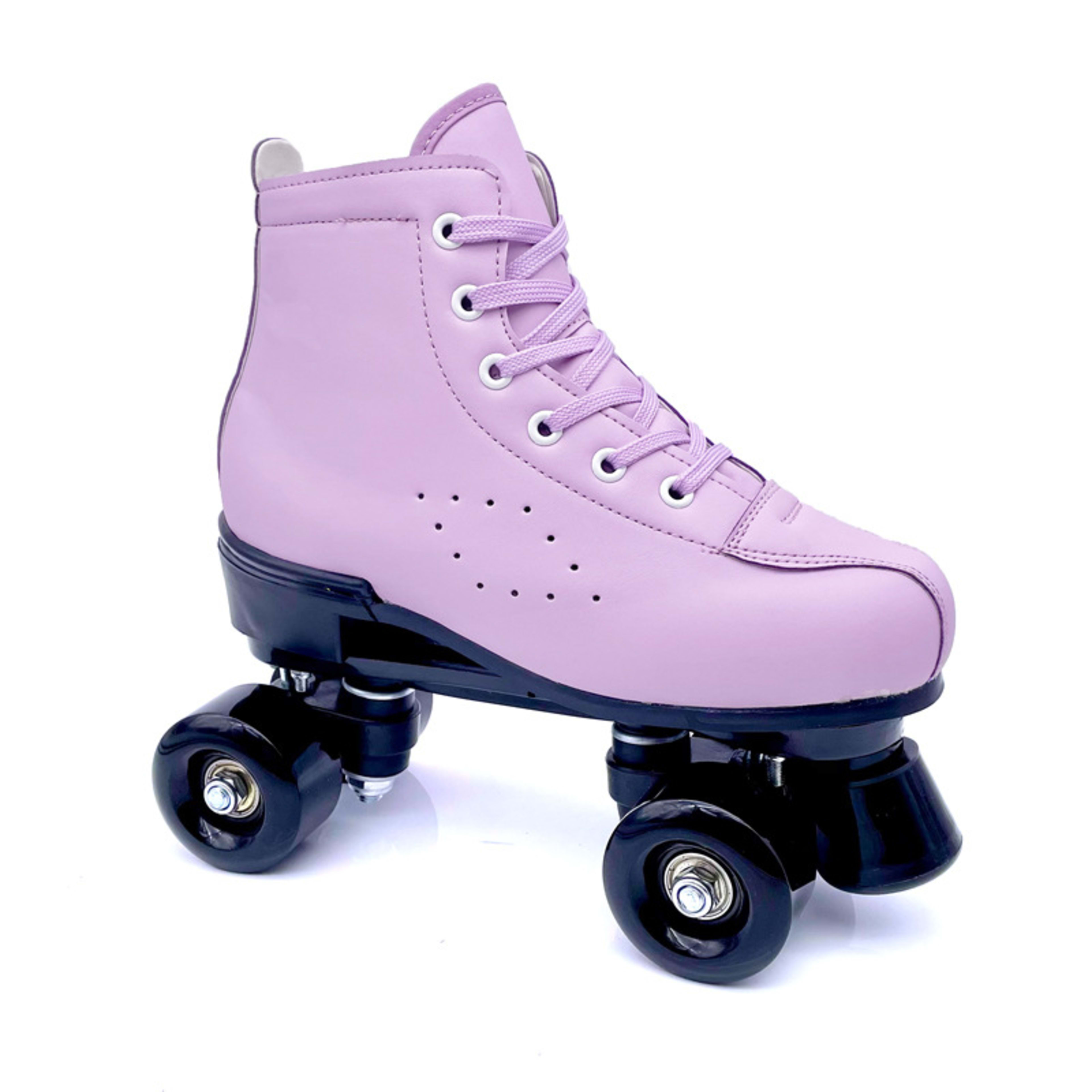 Double-row Leather Purple Roller Skates 4