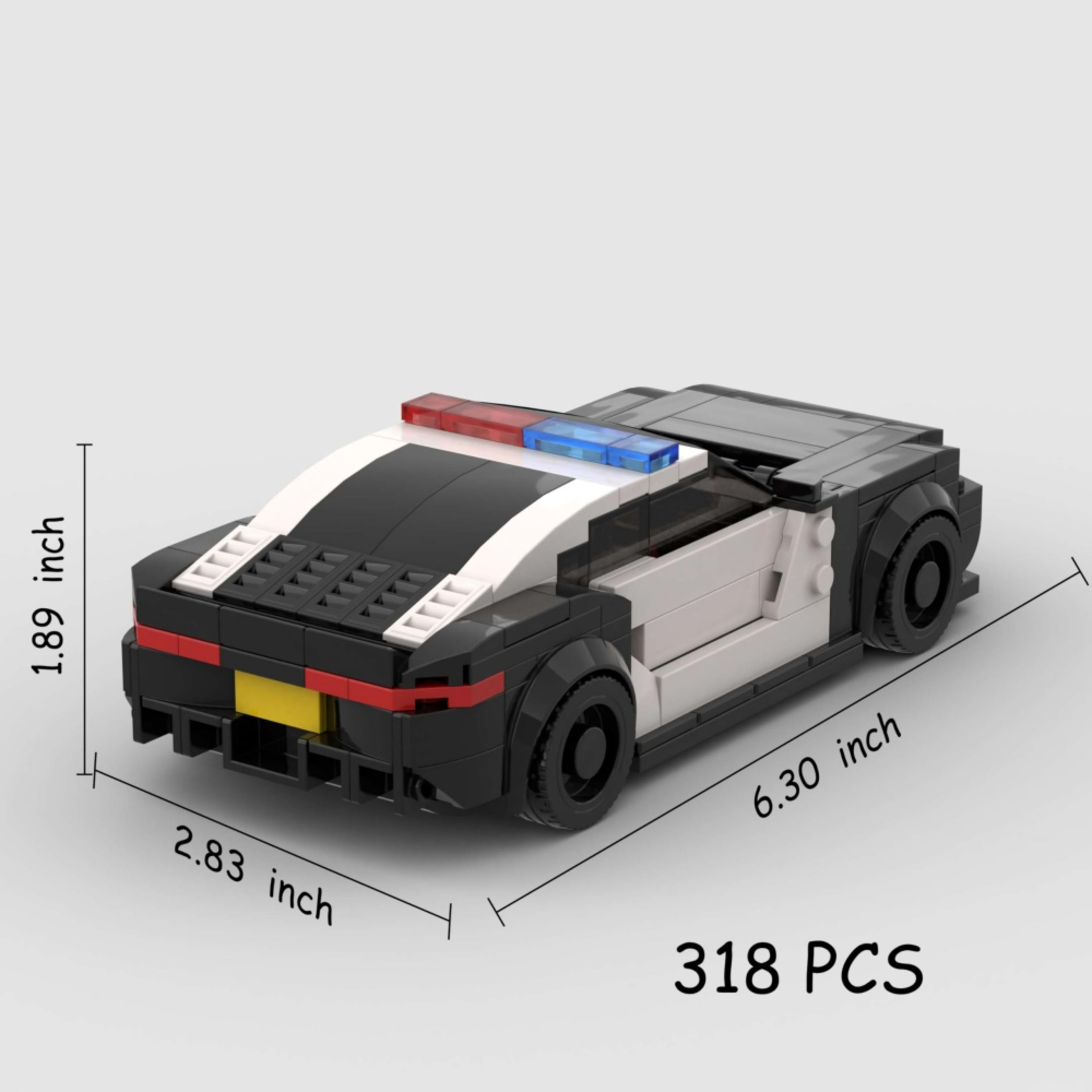318PCS Police Sports Car Building Blocks, Black & White Cop Vehicle Toy With Light Bar Kit For Kids And Adults,Collectib 4