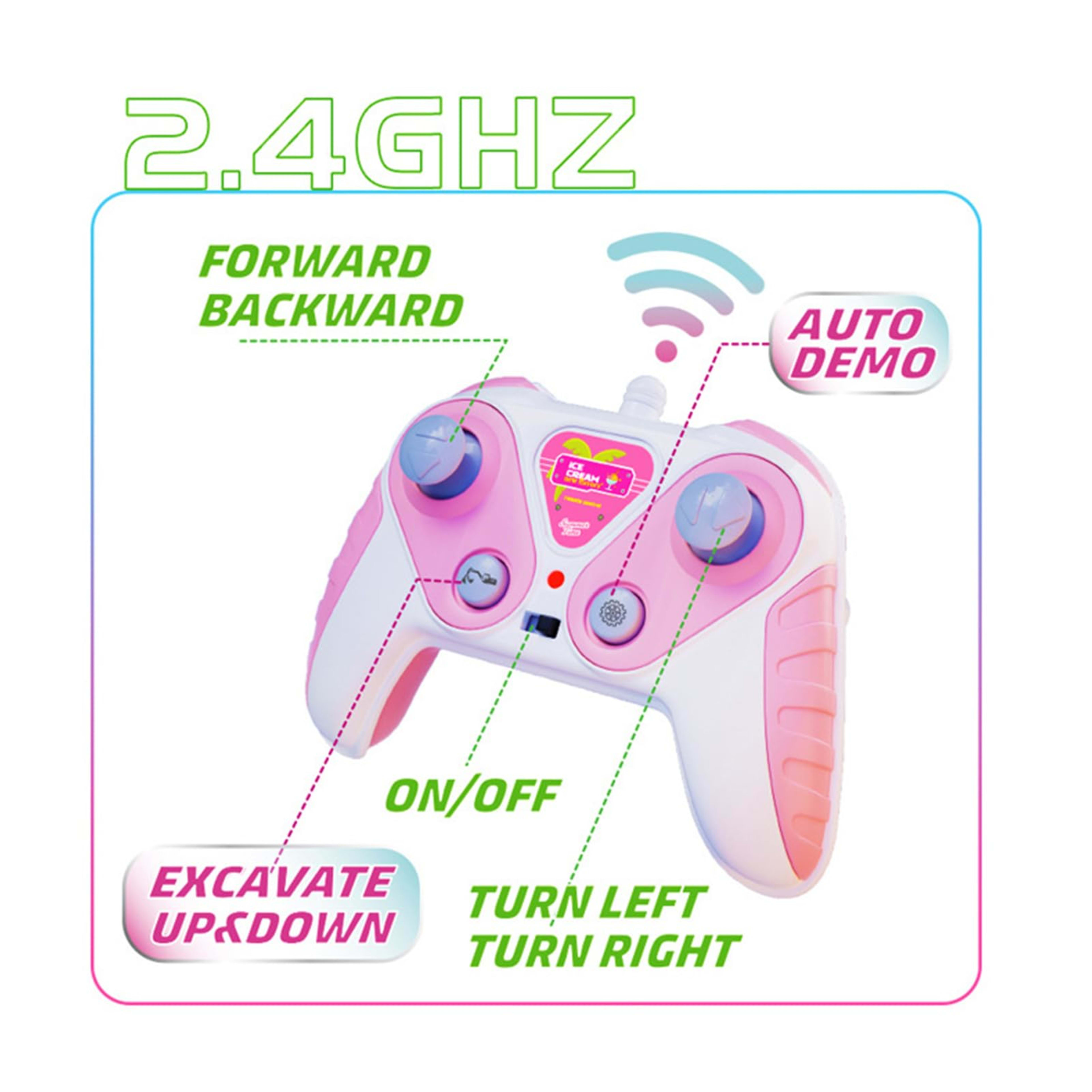 Pink Remote Control Excavator Toy Rechargeable Tracked Construction Vehicle With Lights And Music  Suitable For Girls An 8