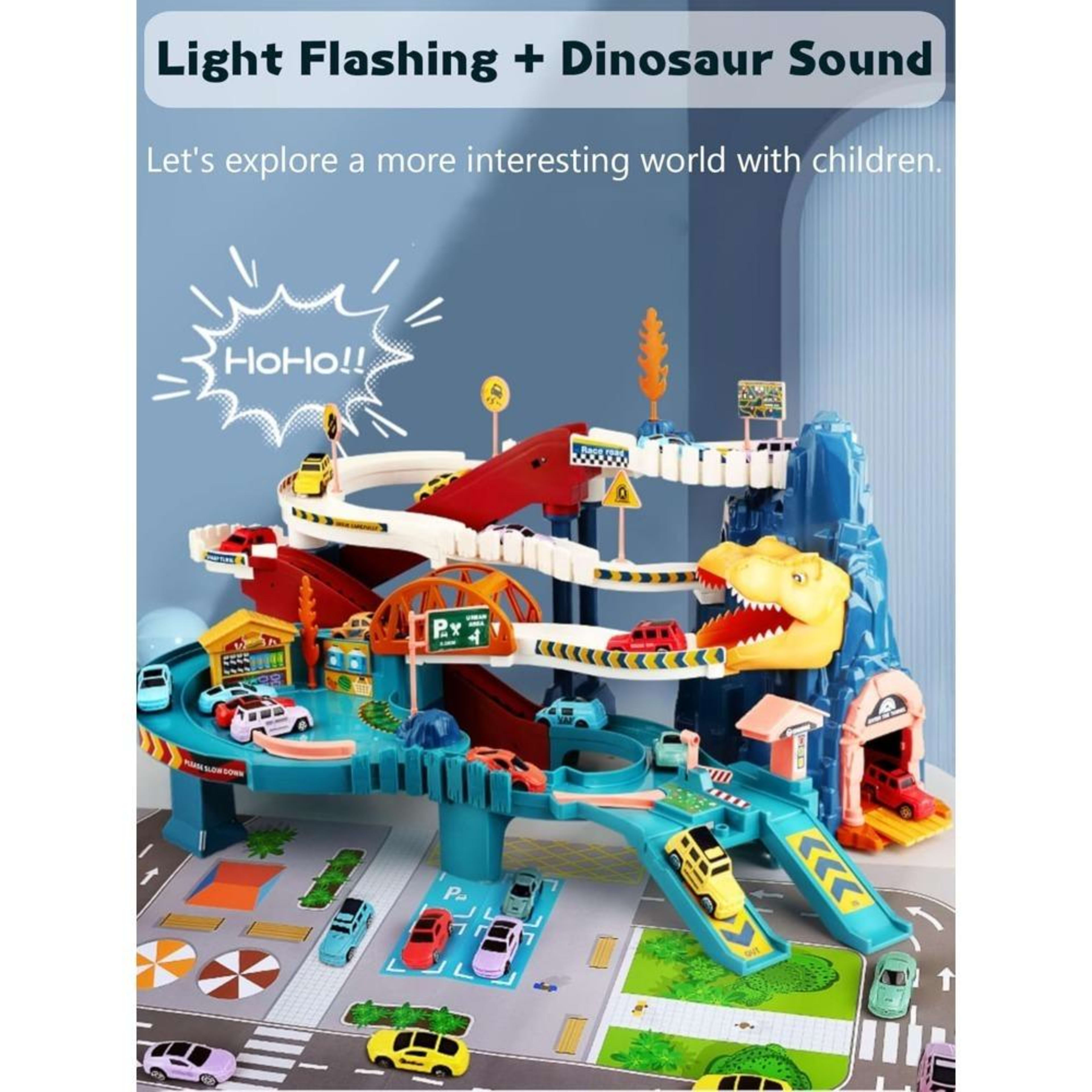 Dinosaur Mountain Adventure Track Toy Set Includes Roller Coaster, Mini Car, And Screwdriver In-Store Pickup Only 3