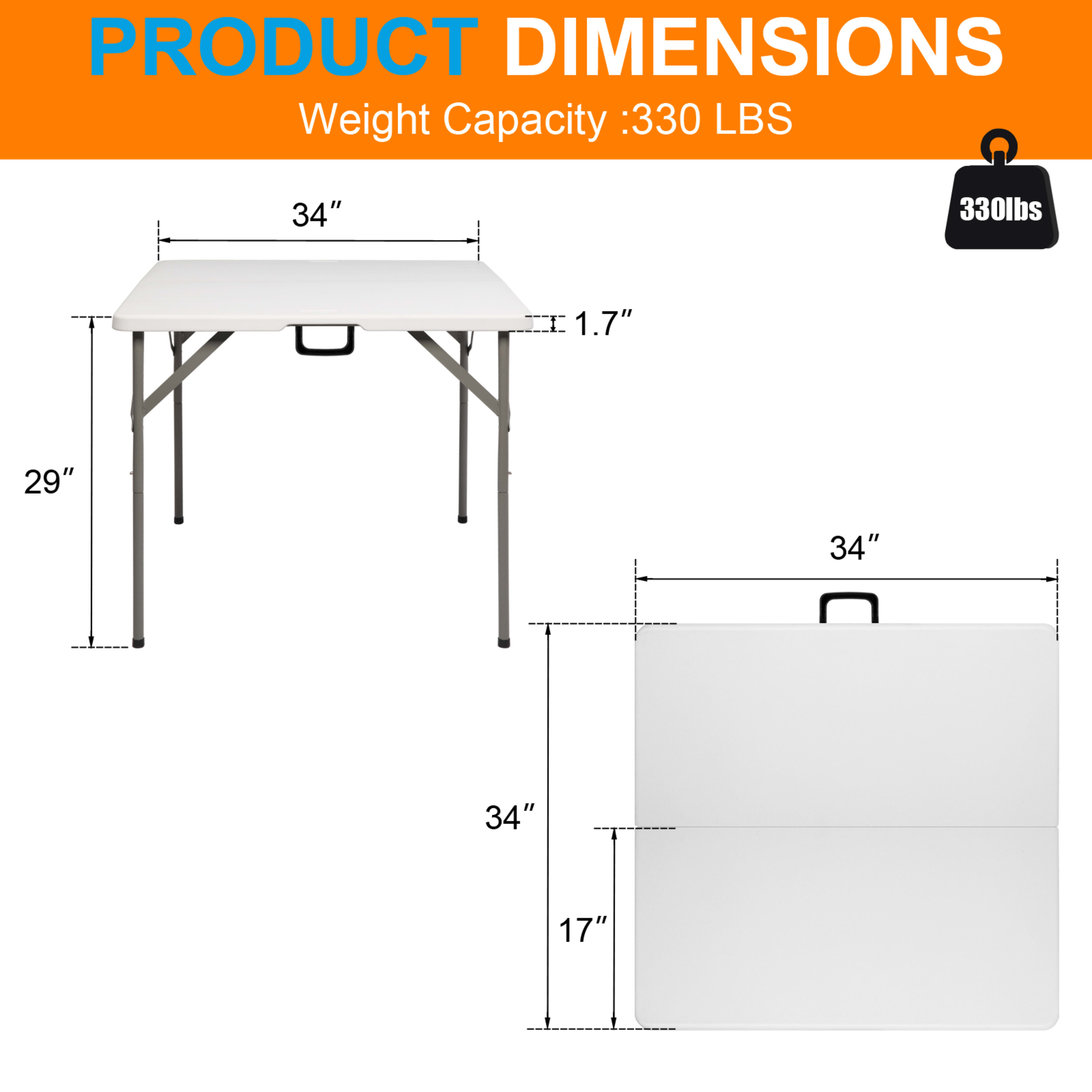34inch Foldable Square Table 2