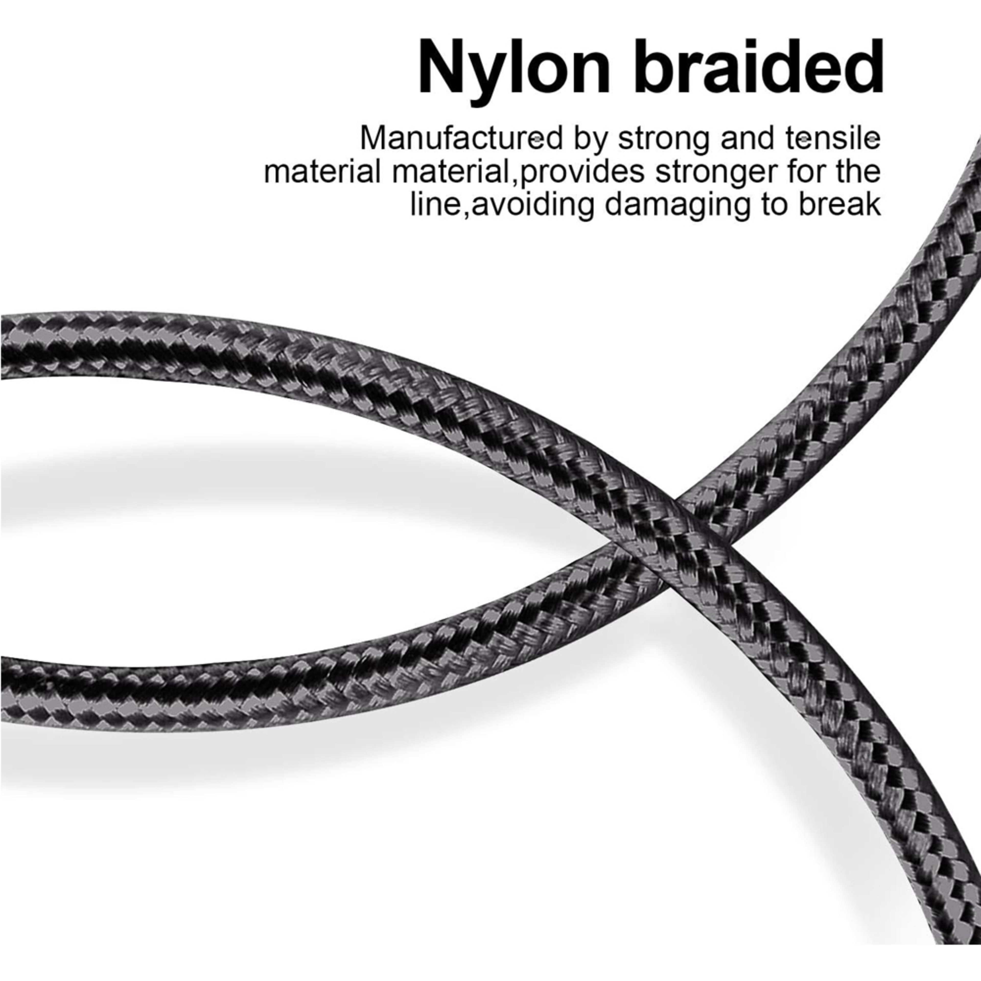 150cm 180cm USB Charging Cable A Pple MFi Certified, Nylon Braided Jacket,Black Premium Series 8