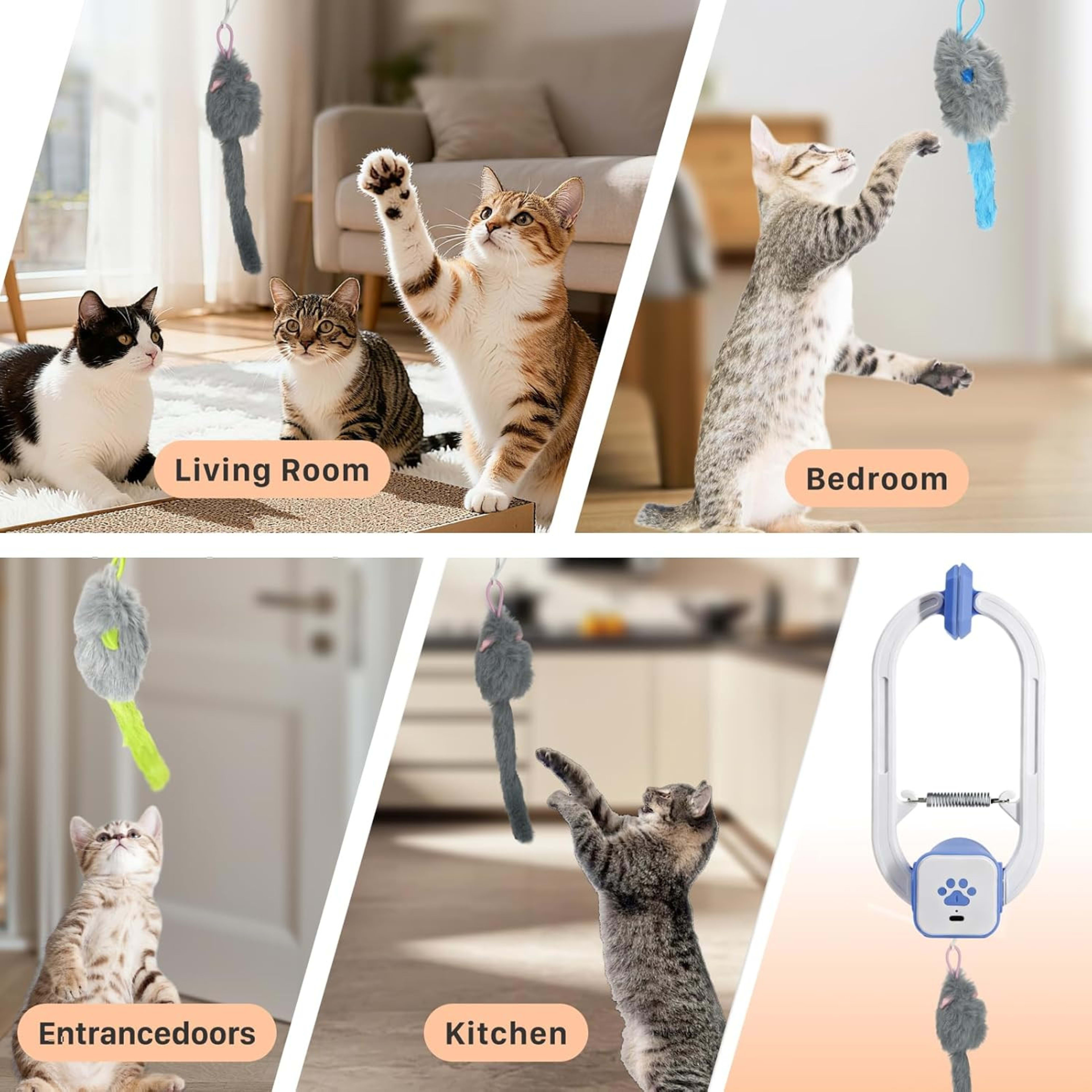 Rechargeable Electric Cat Teaser With Remote Interactive Door Clip Toy For Cat 3