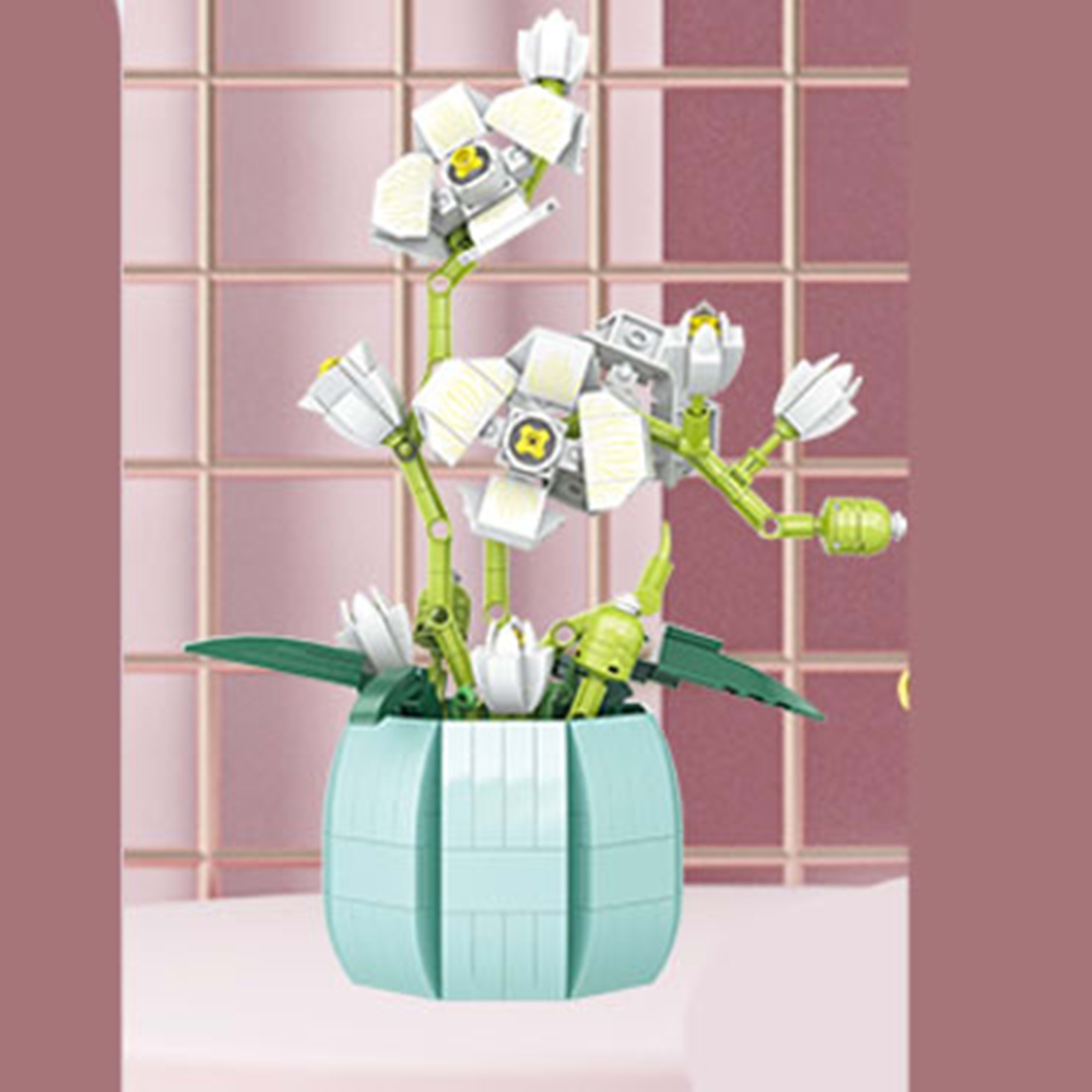 Flower Botanical Bonsai Building Set Freshing Color Orchid Bonsai Building Blocks Set For Home Decoration