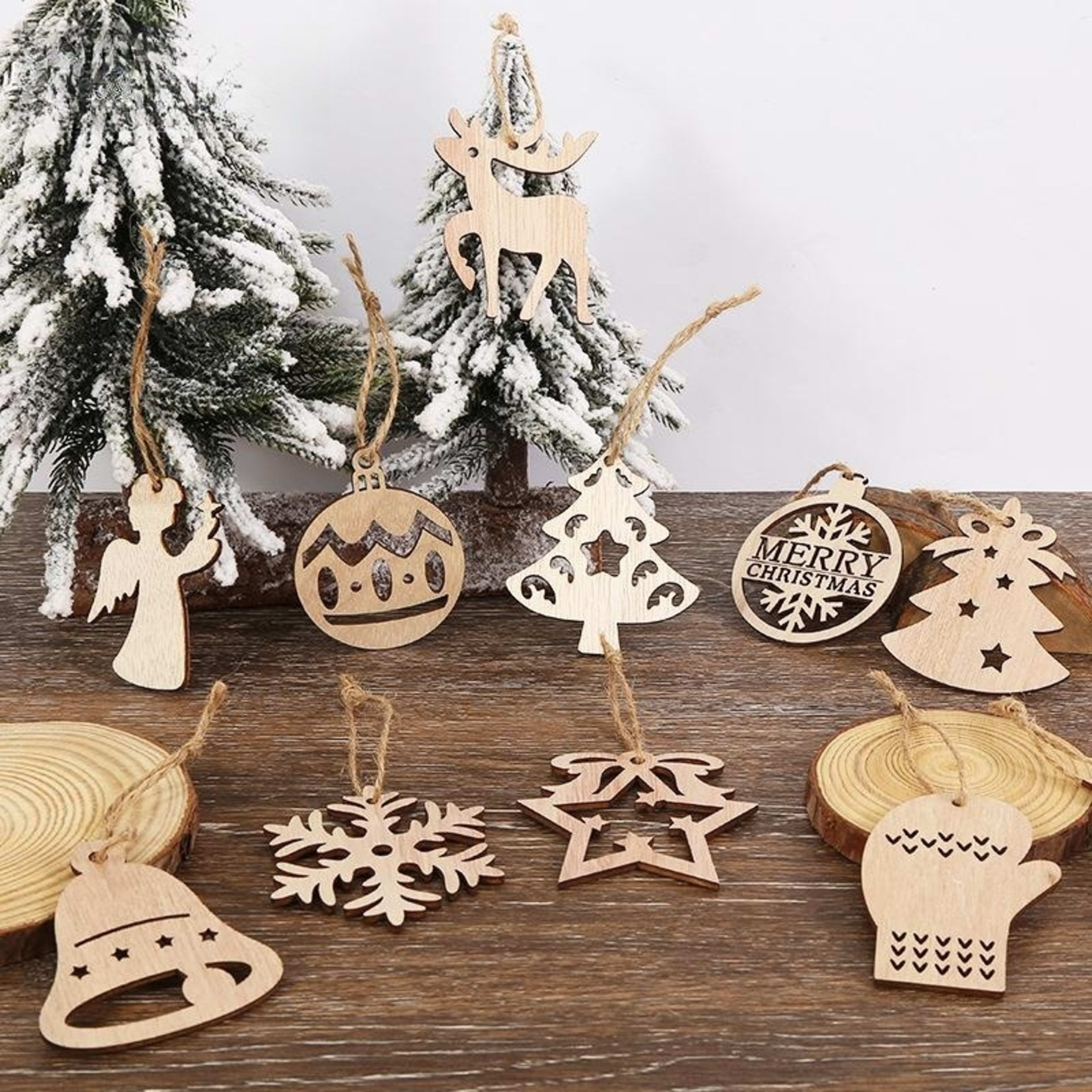 Christmas Party Decorative Creative Hollow Pumpkin Pendant Wooden Craftwork 6