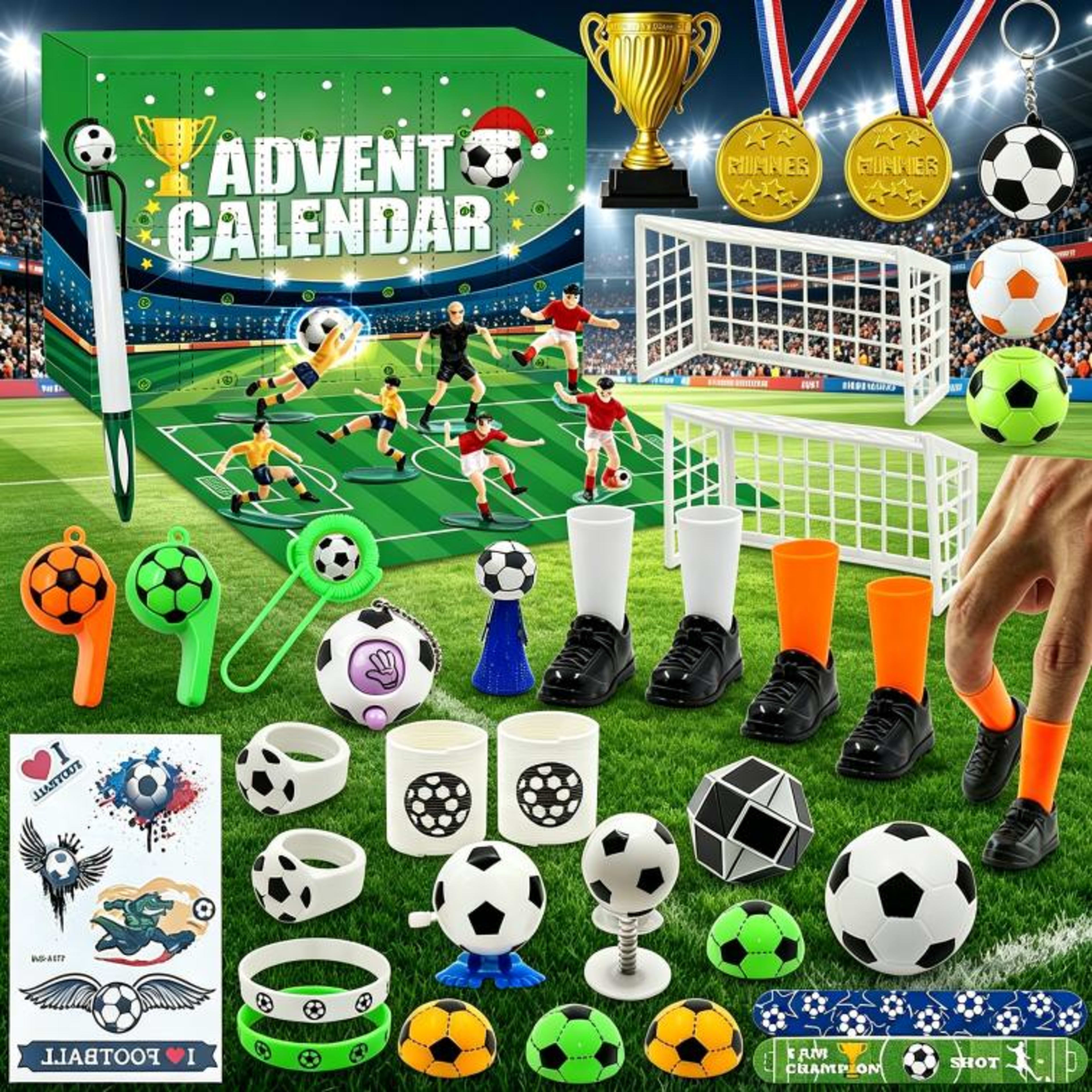 Football World Cup Advent Calendar 2026, 24 Days Countdown Blind Box With Mini Soccer Toys, Players, Trophies, Medals &  3
