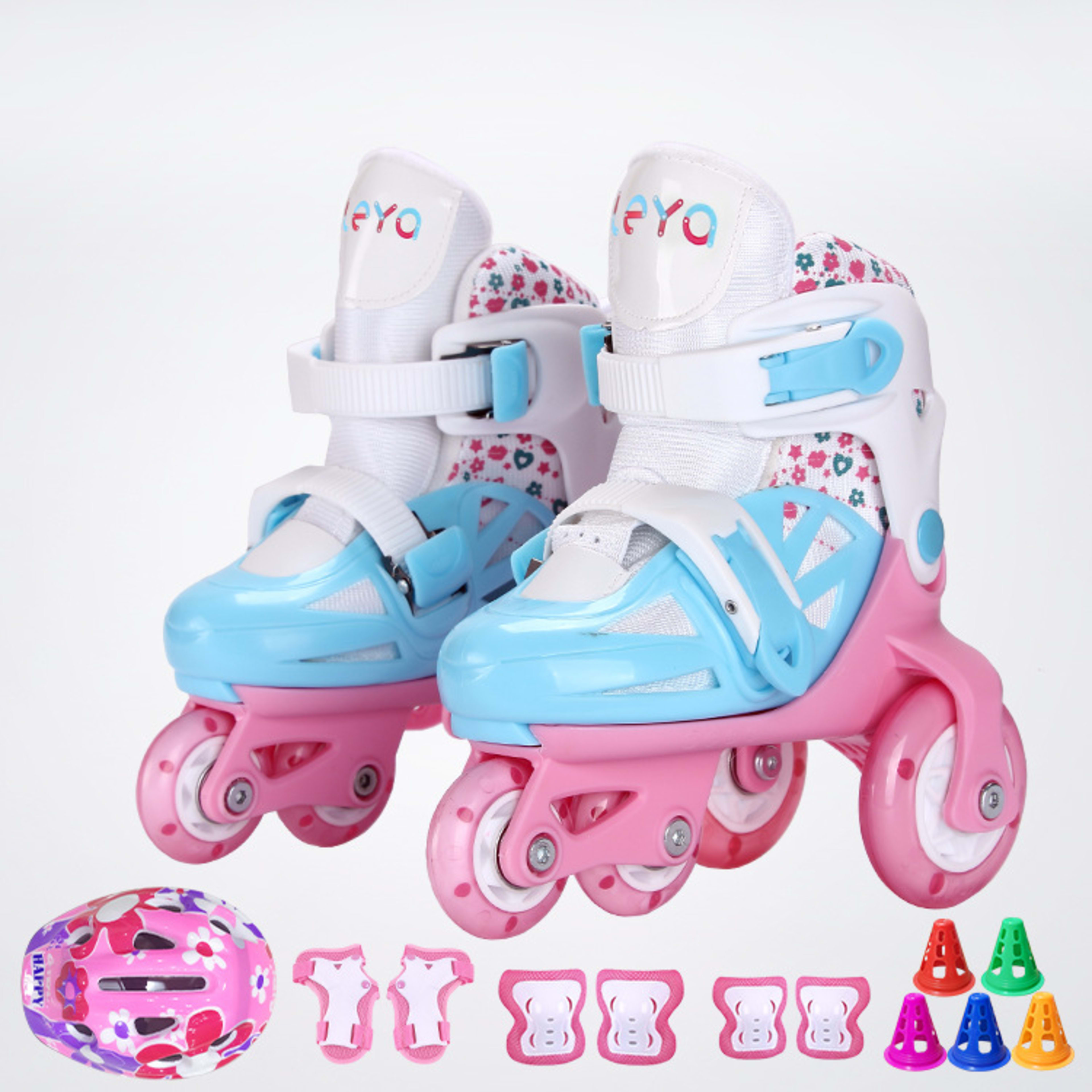 Full Set Of Adjustable Double Row Kids Roller Skates 2