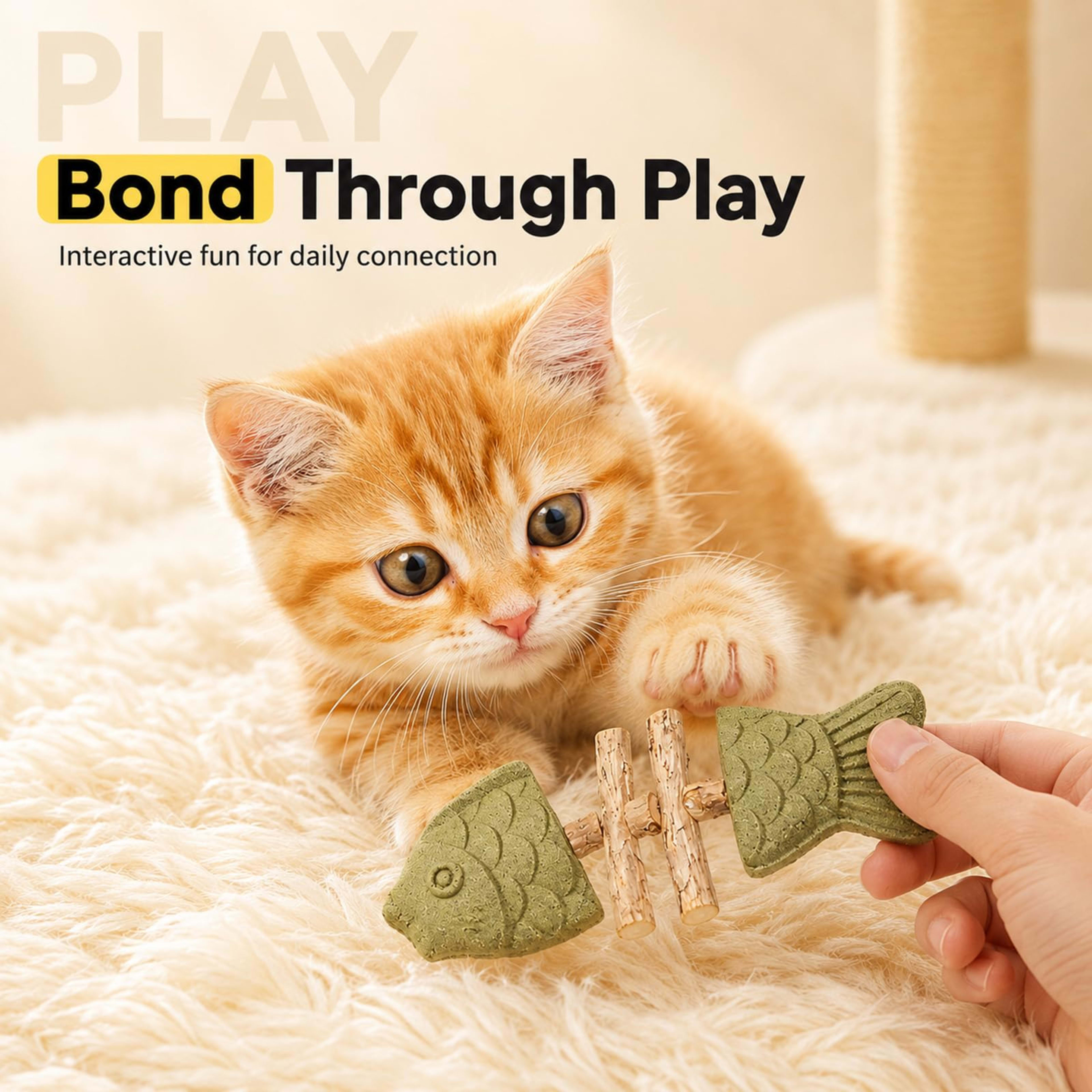 Catnip And Silvervine Chew, Natural Fishbone Chew Toy For Cats, Fishbone-Shaped Cat Dental Toy For Chewing, Licking, Paw 5