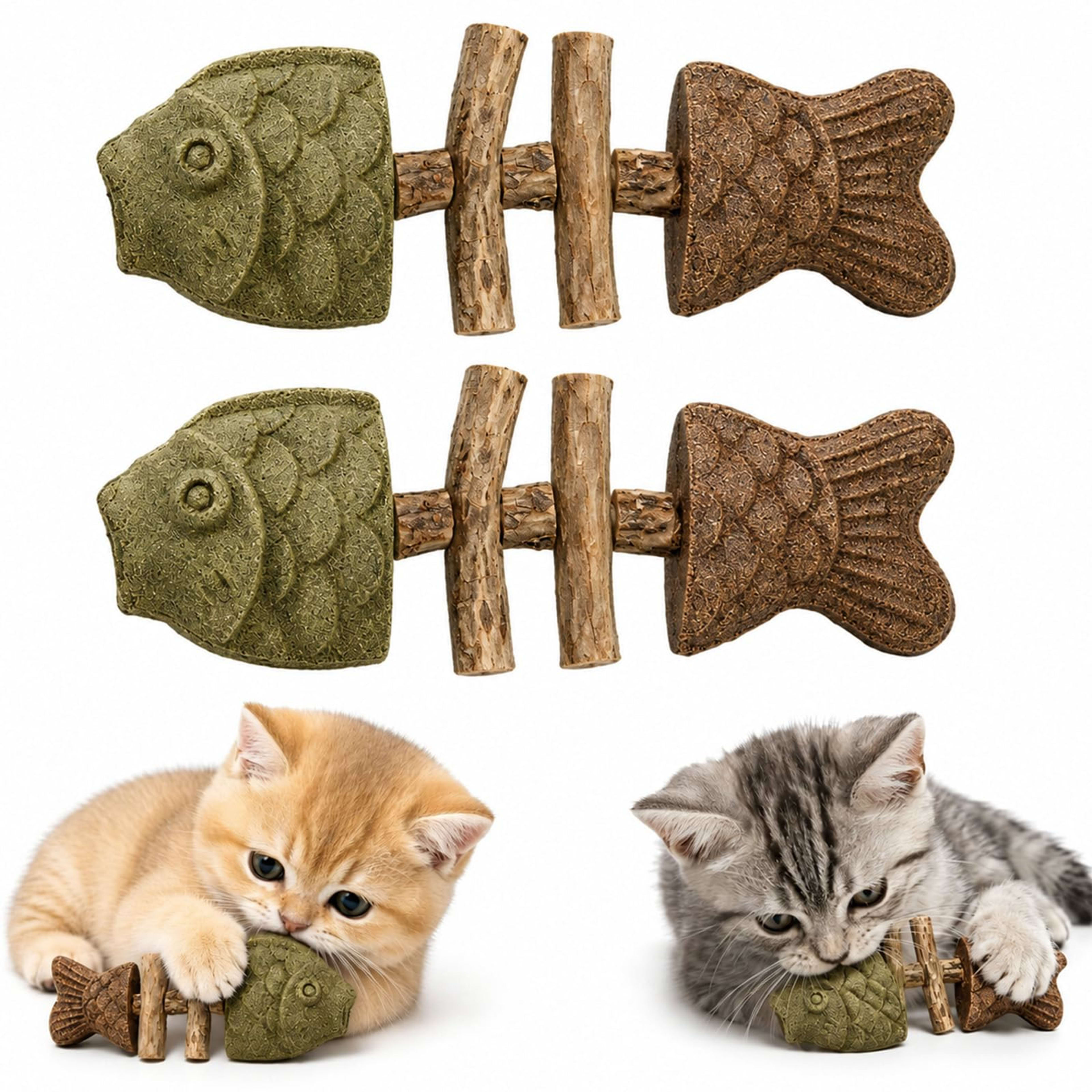 Catnip And Silvervine Chew, Natural Fishbone Chew Toy For Cats, Fishbone-Shaped Cat Dental Toy For Chewing, Licking, Paw 2
