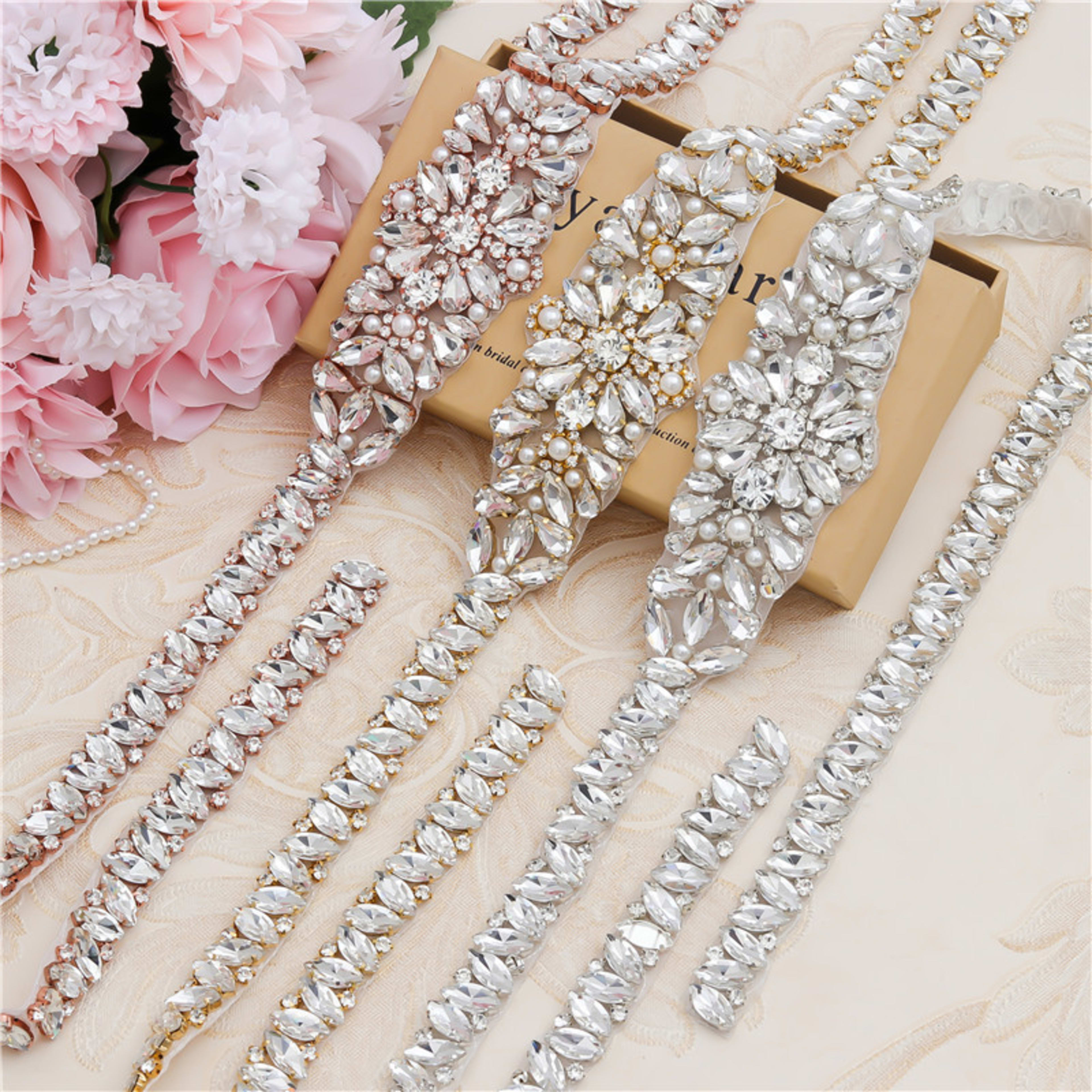 Rhinestone Applique Wedding Dress Waist Jewelry 4