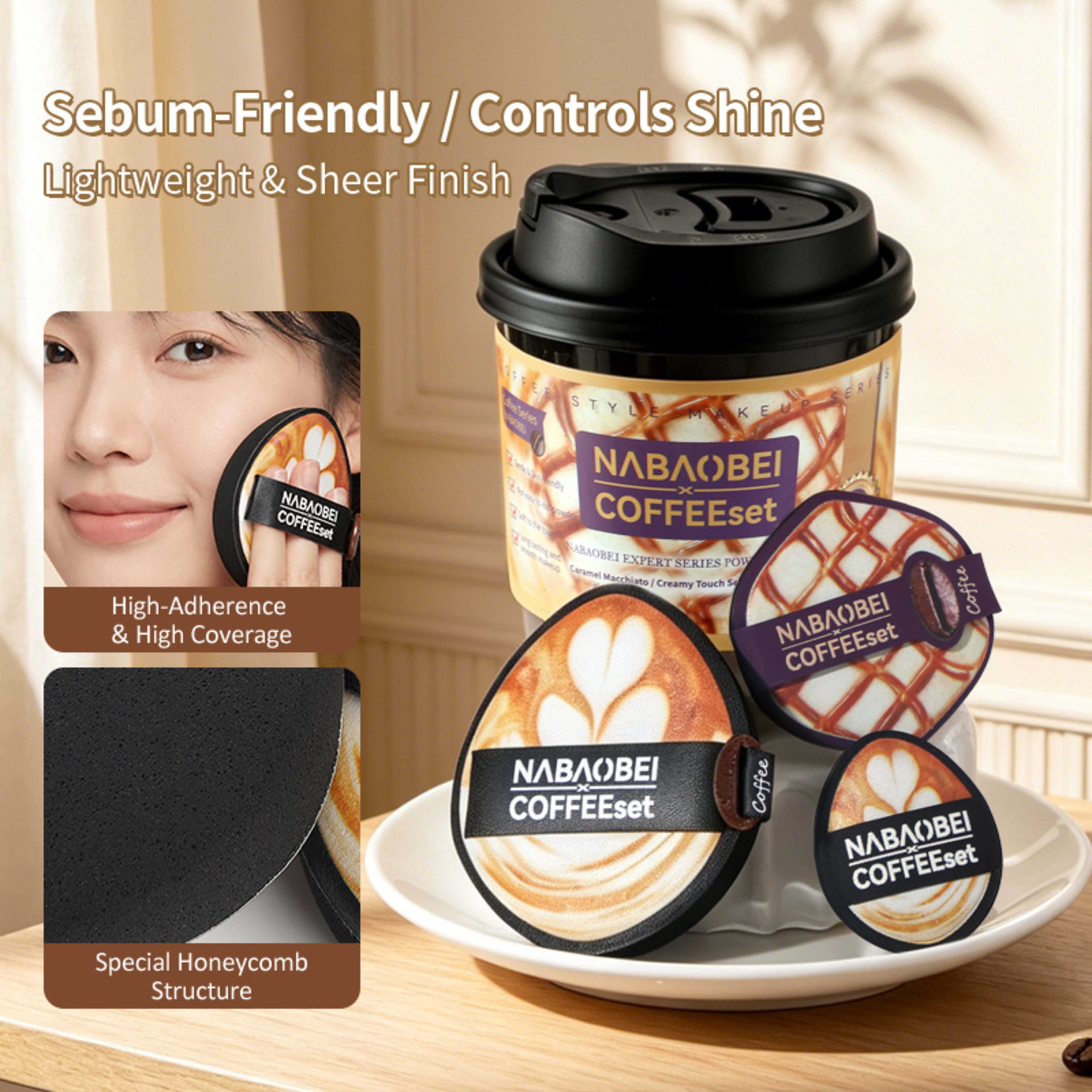 Caramel Macchiato Series Ultra-Soft Creamy Touch Sponge Combo  3Pcs Per Pack 10