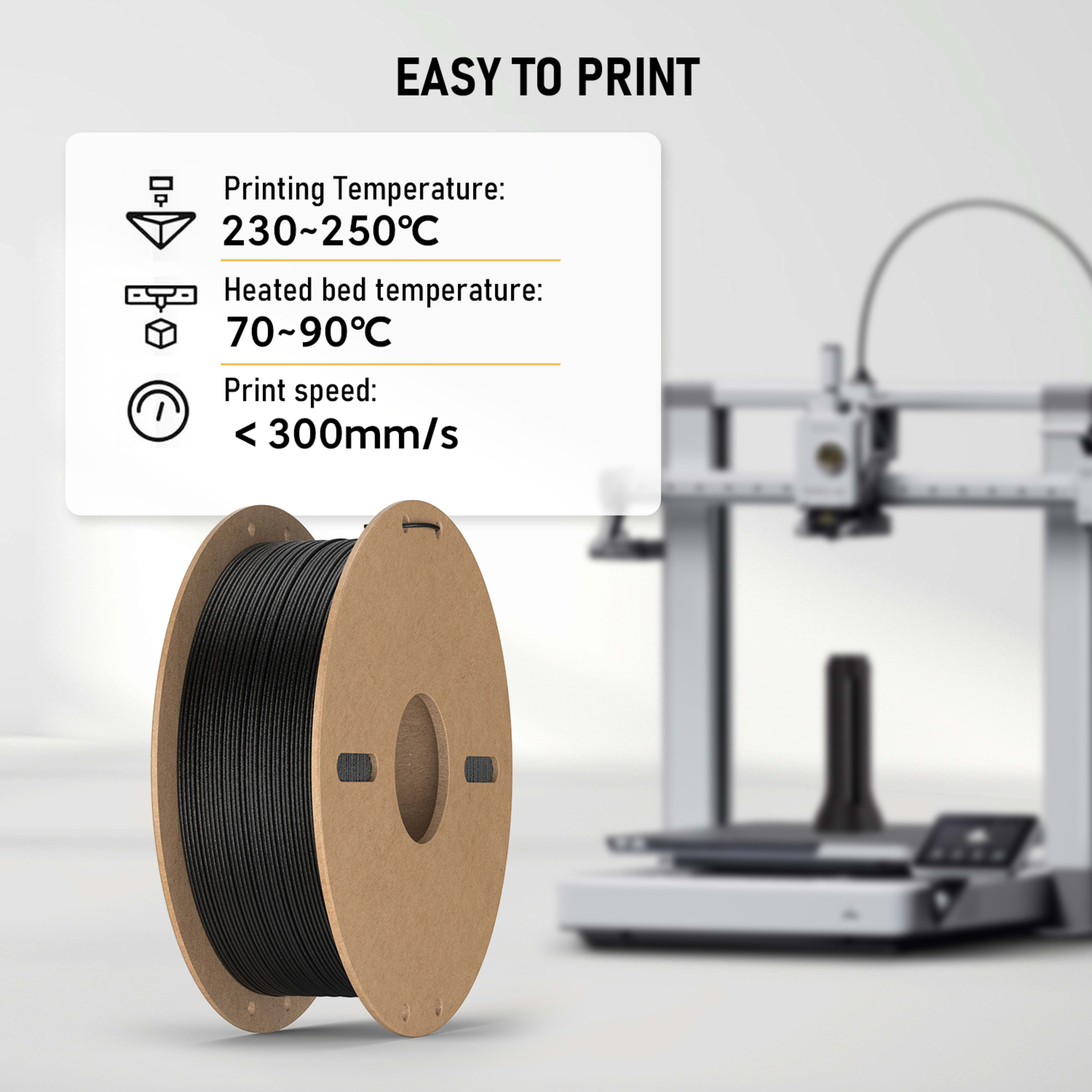 PETG-CF Engineering Filament, 15 Percent Carbon Fiber Reinforced 3D Printer Material, Strong Rigid Filament For Function 3
