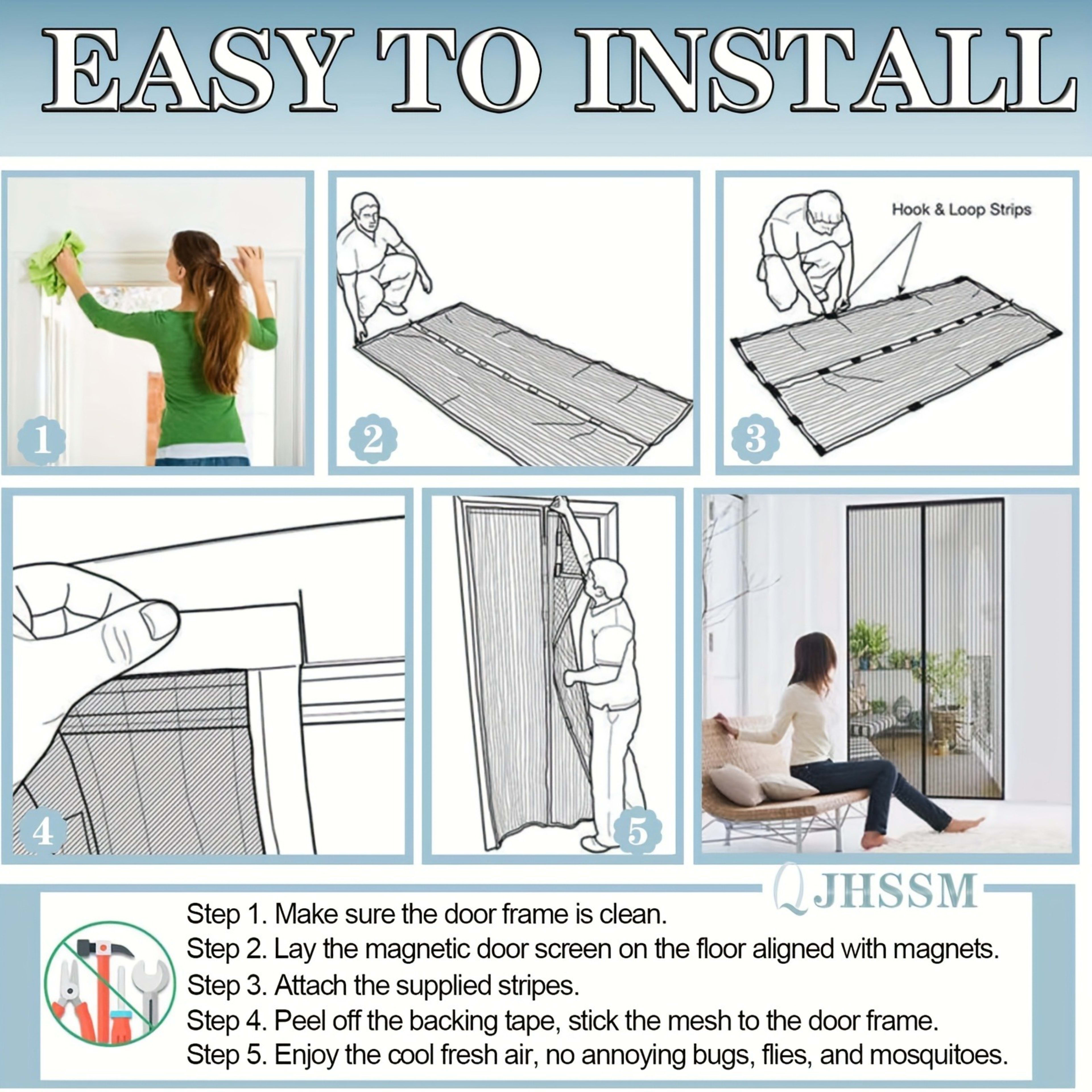 Automatic Self Closing Magnetic Screen Door  Heavy Duty Magnetic Closure, No Drilling Required, Suitable For Indoor Outd 14