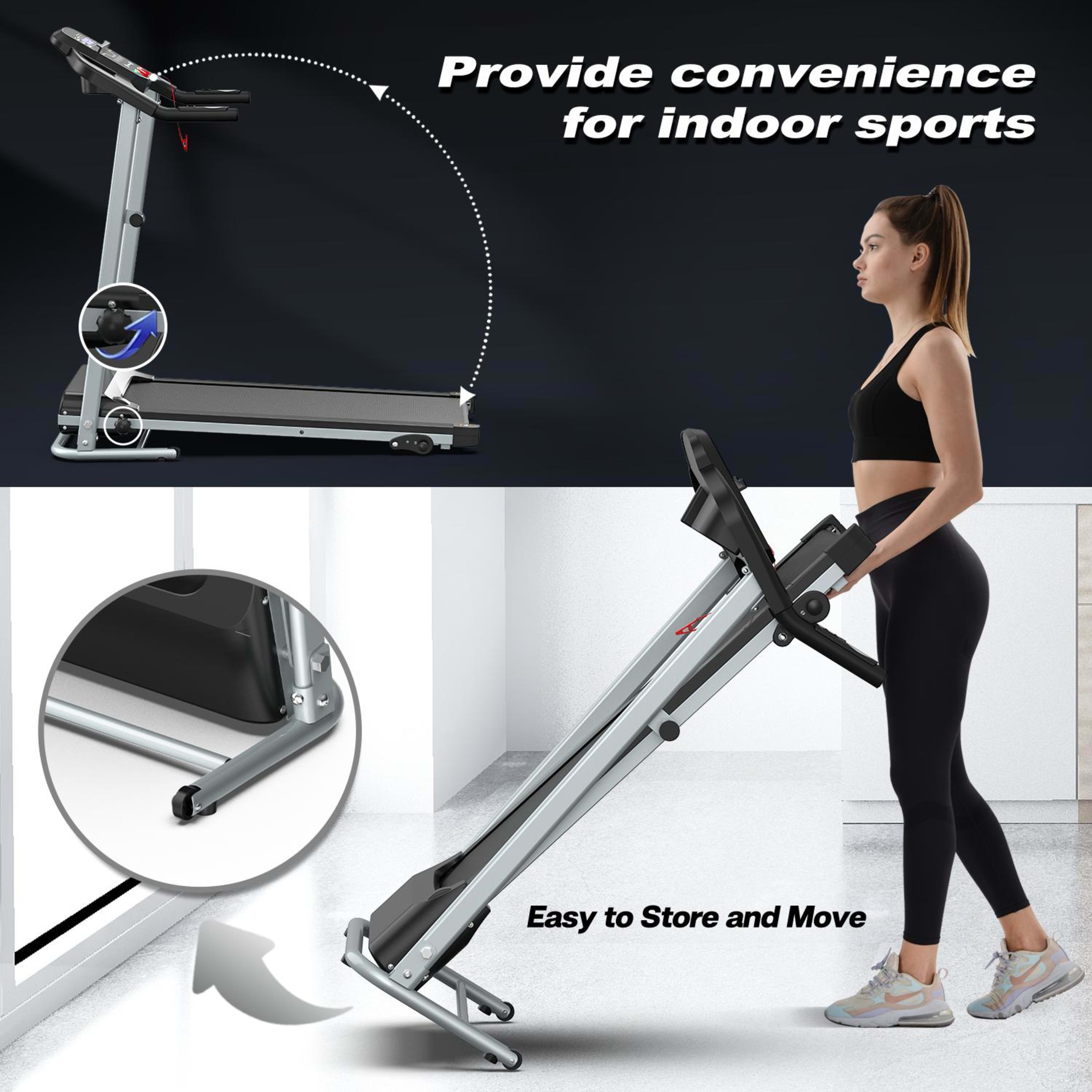 Foldable Treadmill For Home Use, Shock-absorbing, Non-slip, Multi-functional, Essential Fitness Equipment For The Whole  11