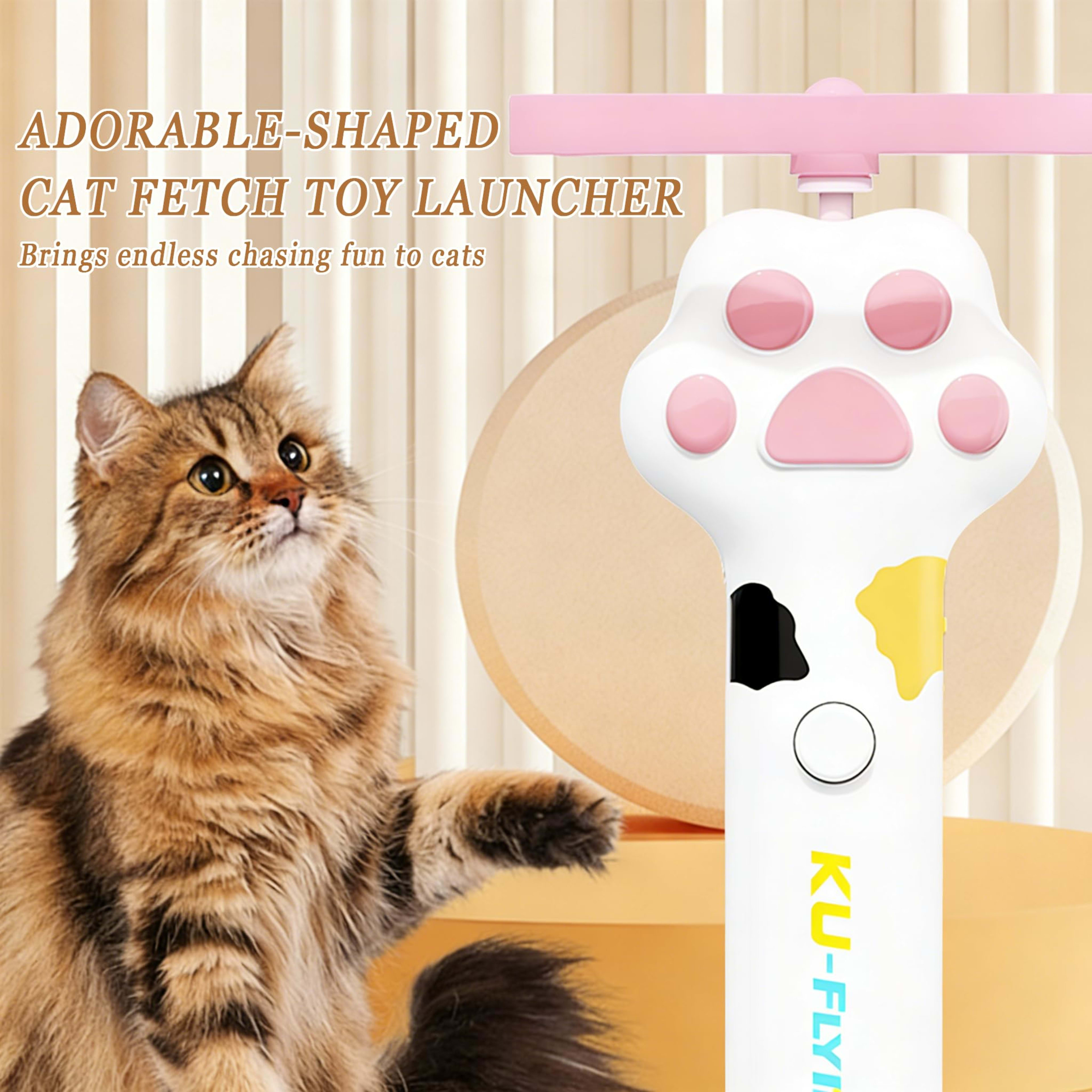 Cat Fetch Toy Launcher,Flying Disc Launcher Toy Rechargeable With 6 Flying Discs,Flying Cat Toy Disc Launcher For Kitten 1