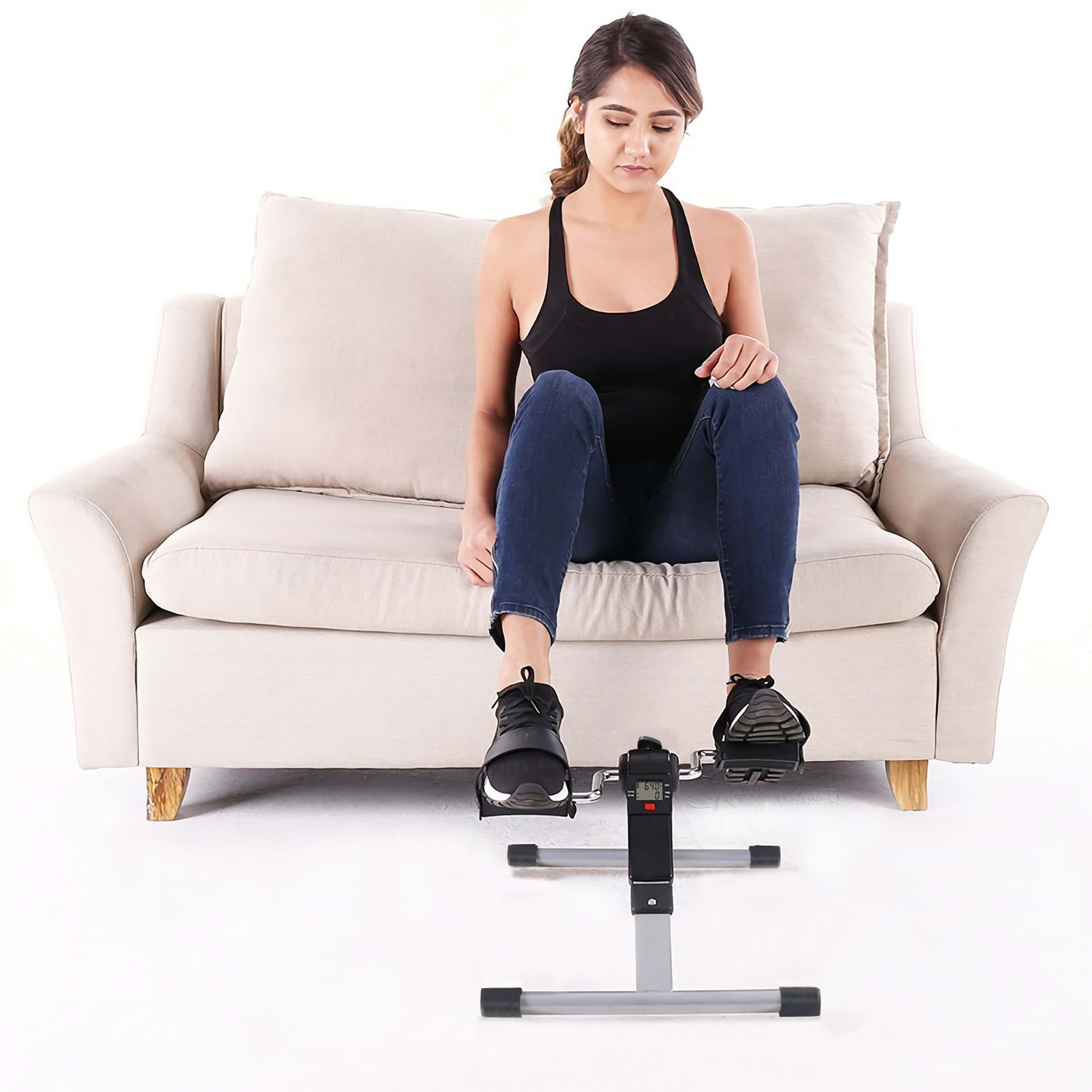 1Pc Foldable Exercise Bike Pedal Fitness Exerciser Cycle Bike  LCD Display Mini Pedal Exerciser For Leg Arm Physical The 5