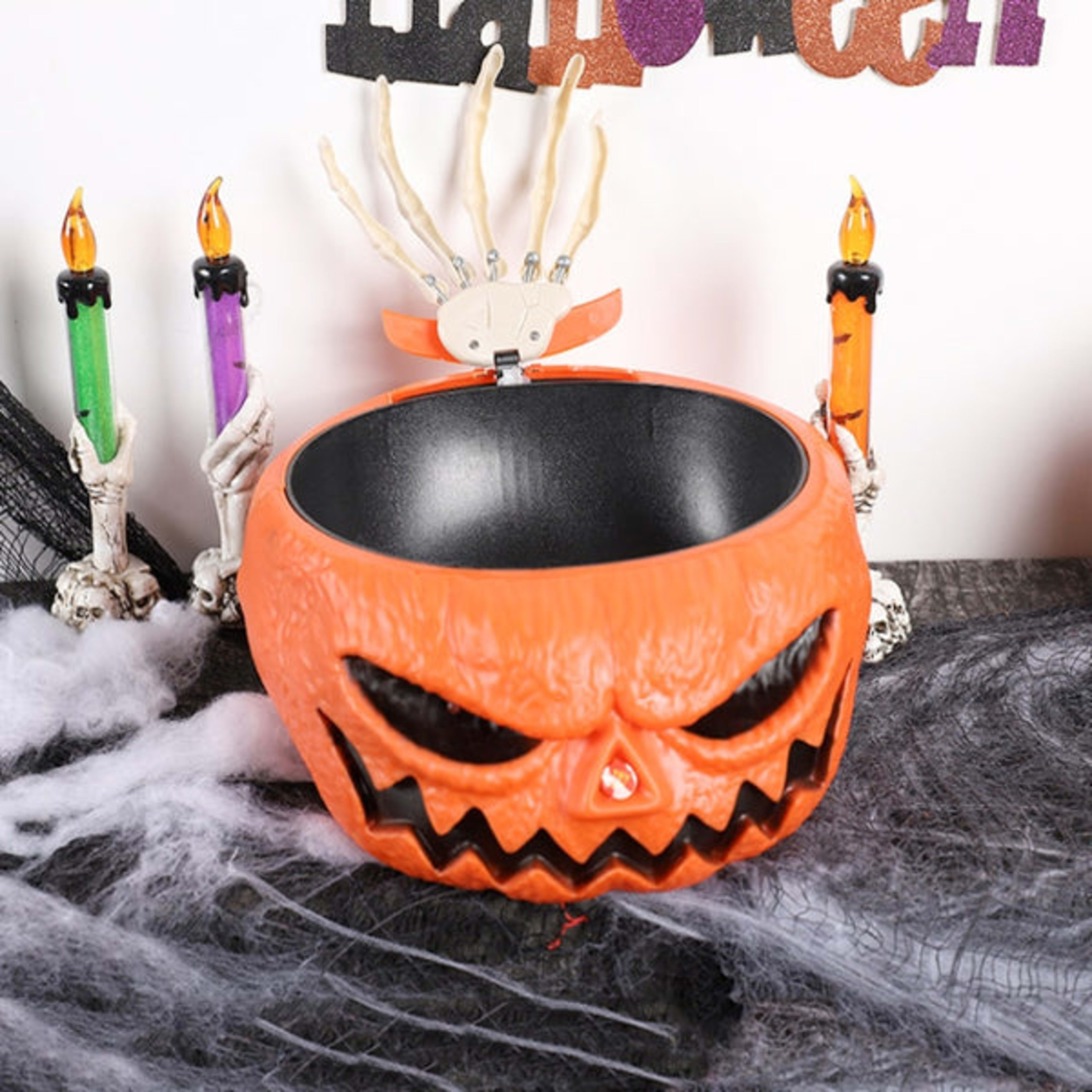 Halloween Dress Up Electric Talking Pumpkin Candy Bowl 12