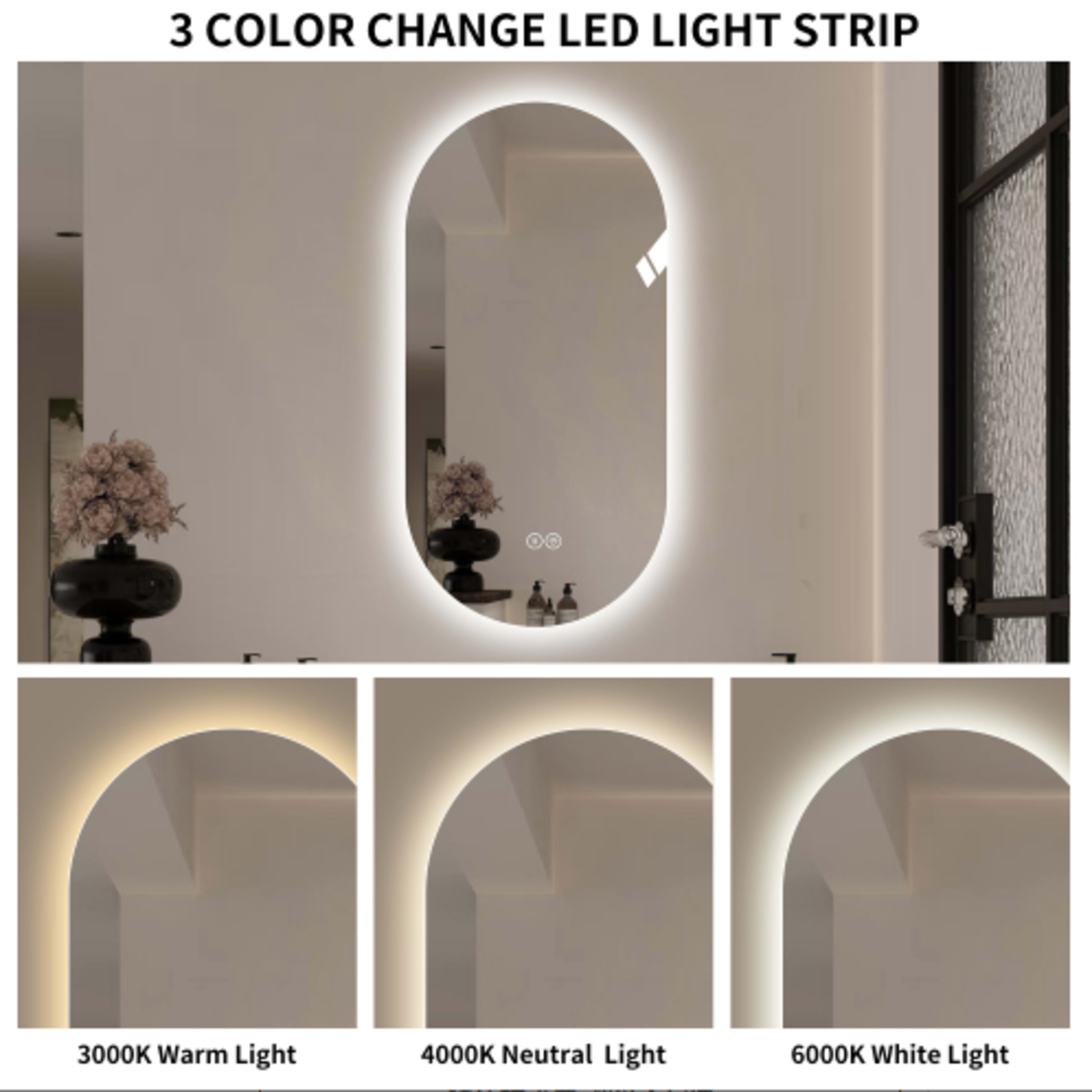 48x24 Inch Smart Wall Mounted LED Touch Screen Anti-fog Mirror Bathroom Mirror, Barber Shop Mirror 2
