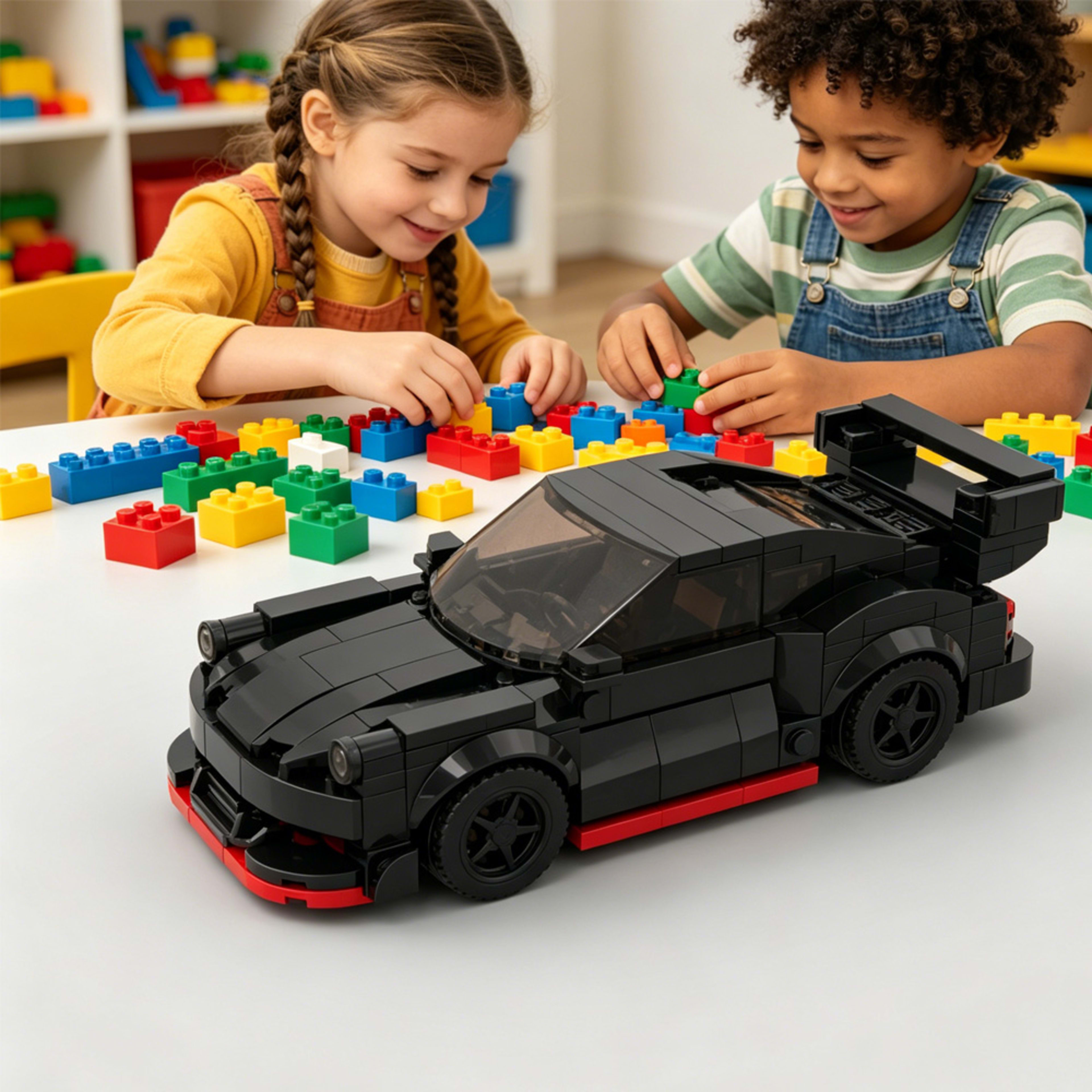 321PCS Black Widebody Sports Car Building Blocks, Inspired Race Car Toy With Rear Wing Kit For Kids And Adults, Collect